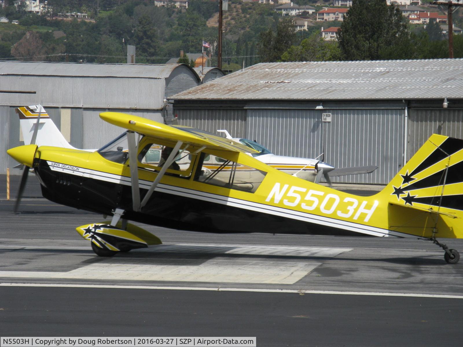 N5503H, 1978 Bellanca 8KCAB Super Decathlon C/N 413-78, 1978 Bellanca 8KCAB SUPER DECATHLON, Lycoming AEIO-360 180 Hp, takeoff roll Rwy 22