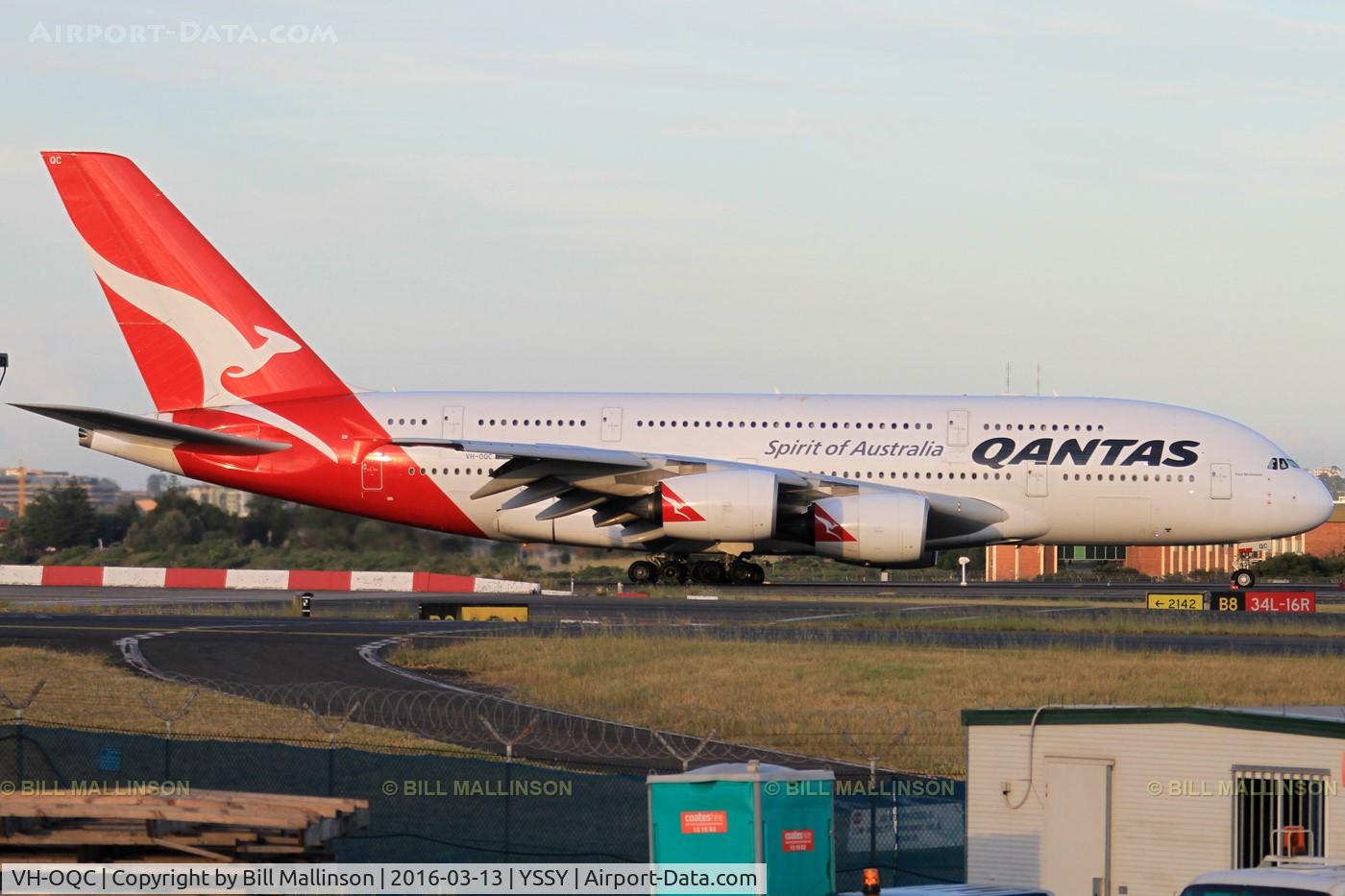 VH-OQC, 2008 Airbus A380-842 C/N 022, in onto 34L