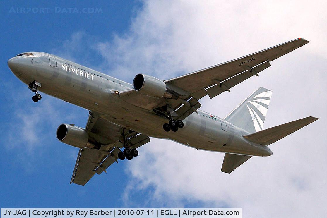 JY-JAG, 1990 Boeing 767-204/ER C/N 24757, Boeing 767-204ER [24757] (Jordan Aviation/Silverjet) Home~G 11/07/2010. On approach 27R.
