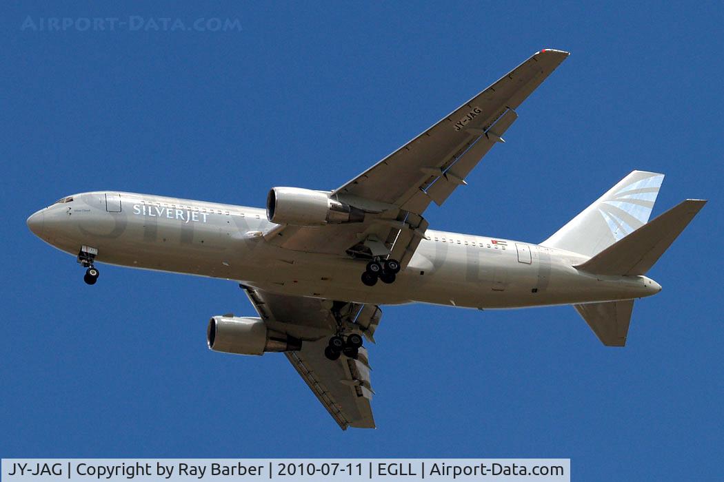 JY-JAG, 1990 Boeing 767-204/ER C/N 24757, Boeing 767-204ER [24757] (Jordan Aviation/Silverjet) Home~G 11/07/2010. On approach 27R.