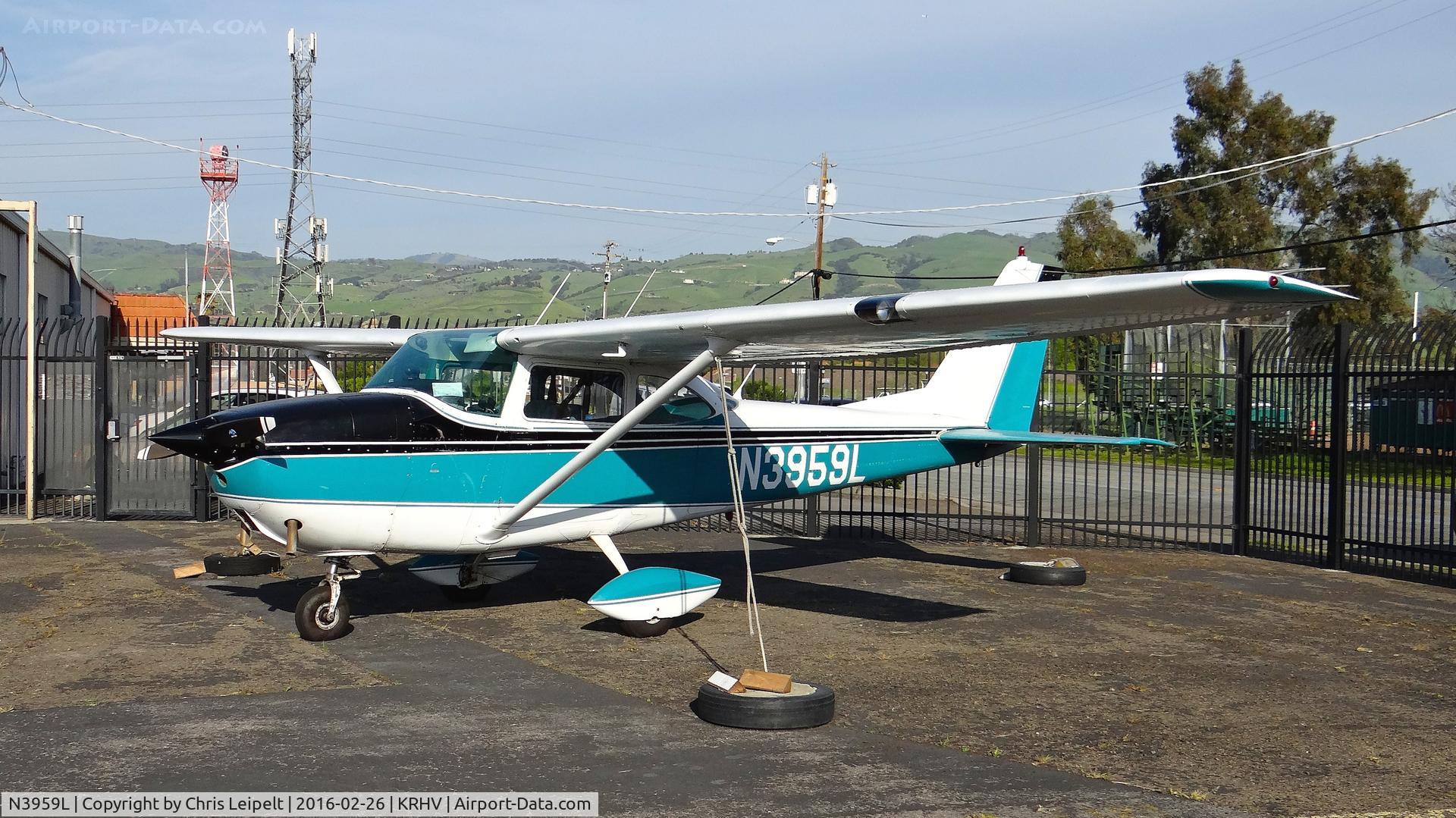 N3959L, 1966 Cessna 172G C/N 17254128, California-based 1966 Cessna 172G parked next to Flying S Aviation for light maintenance at Reid Hillview Airport, San Jose, CA.
