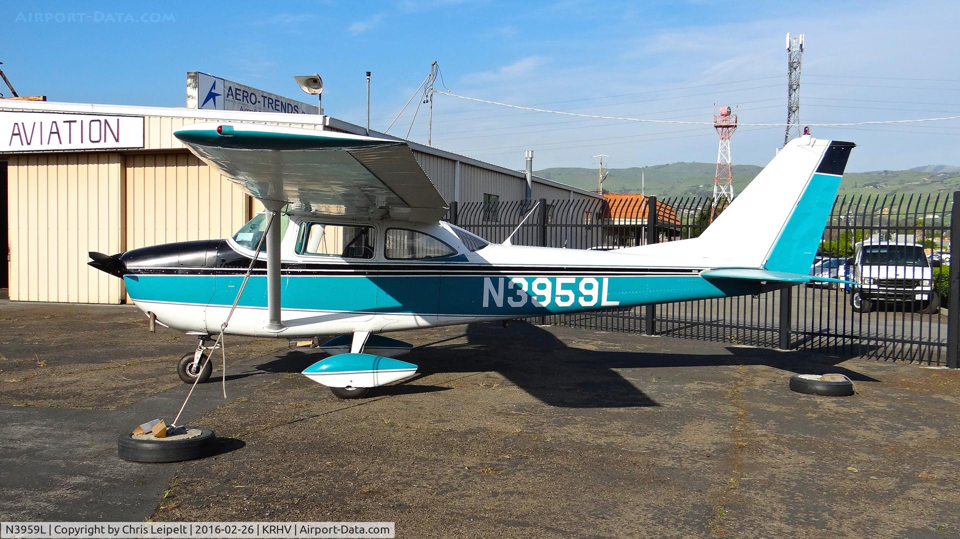 N3959L, 1966 Cessna 172G C/N 17254128, California-based 1966 Cessna 172G parked next to Flying S Aviation for light maintenance at Reid Hillview Airport, San Jose, CA.