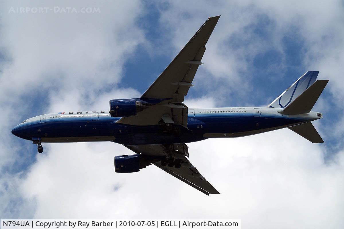 N794UA, 1997 Boeing 777-222 C/N 26953, Boeing 777-222ER [26953] (United Airlines) Home~G 05/07/2010. On approach 27R.