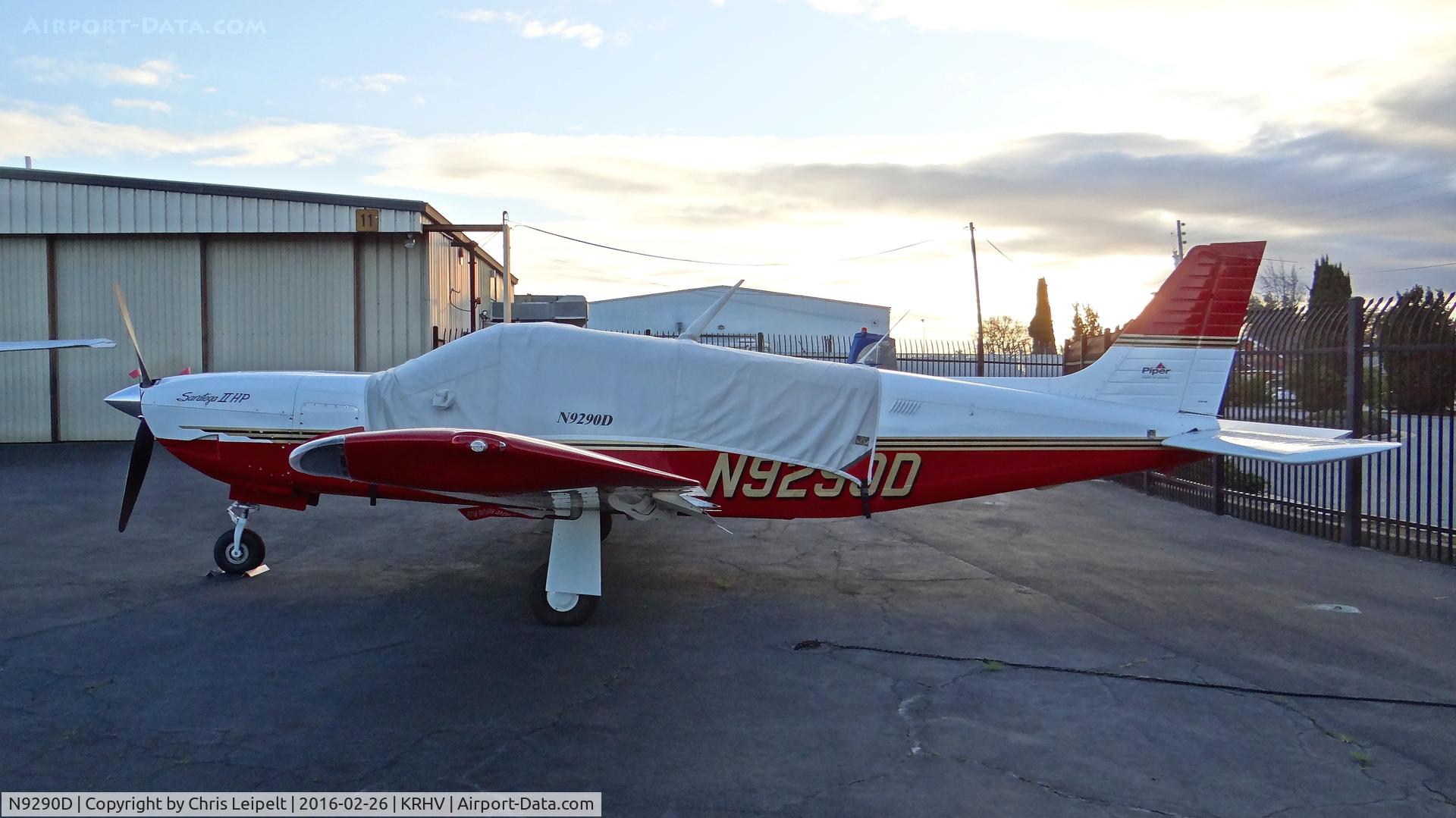 N9290D, 1997 Piper PA-32R-301 Saratoga C/N 3246086, San Carlos-based 1977 Piper PA-32R-301 parked next to the Aerial Avionics hangar at Reid Hillview Airport, San Jose, CA.