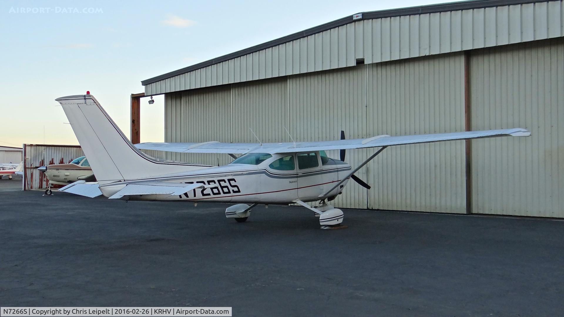 N7266S, 1976 Cessna 182P Skylane C/N 18265088, Locally-based 1976 Cessna 182P parked in front of the Aerial Avionics hangar at Reid Hillview Airport, San Jose, CA.
