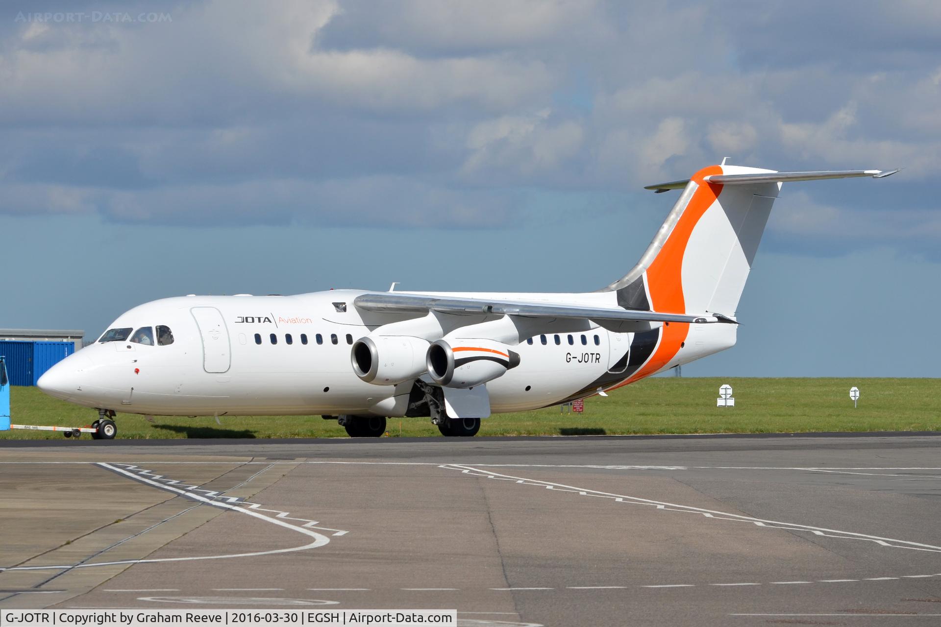 G-JOTR, 1996 British Aerospace Avro 146-RJ85 C/N E.2294, Just out of the spray shop.