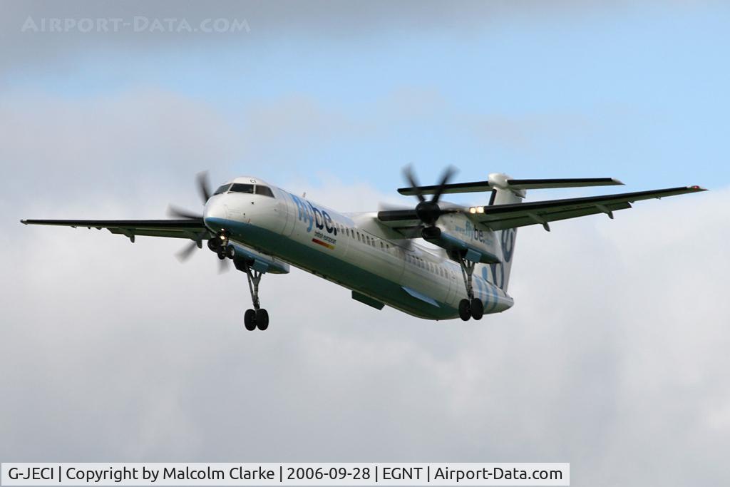 G-JECI, 2005 De Havilland Canada DHC-8-402Q Dash 8 C/N 4105, De Havilland Canada DHC-8-402Q on approach to Newcastle Airport, September 2006.