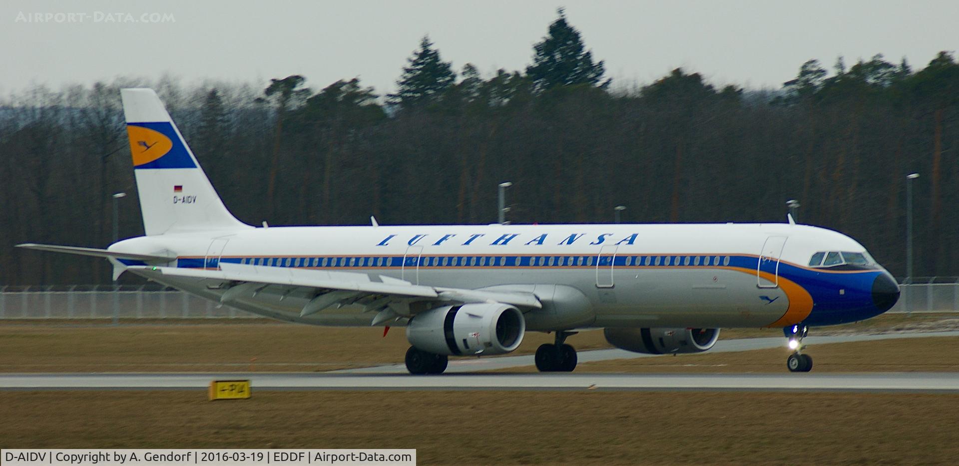 D-AIDV, 2012 Airbus A321-231 C/N 5413, Lufthansa (Retro cs.), is here shortly after landing at Frankfurt Rhein/Main(EDDF)