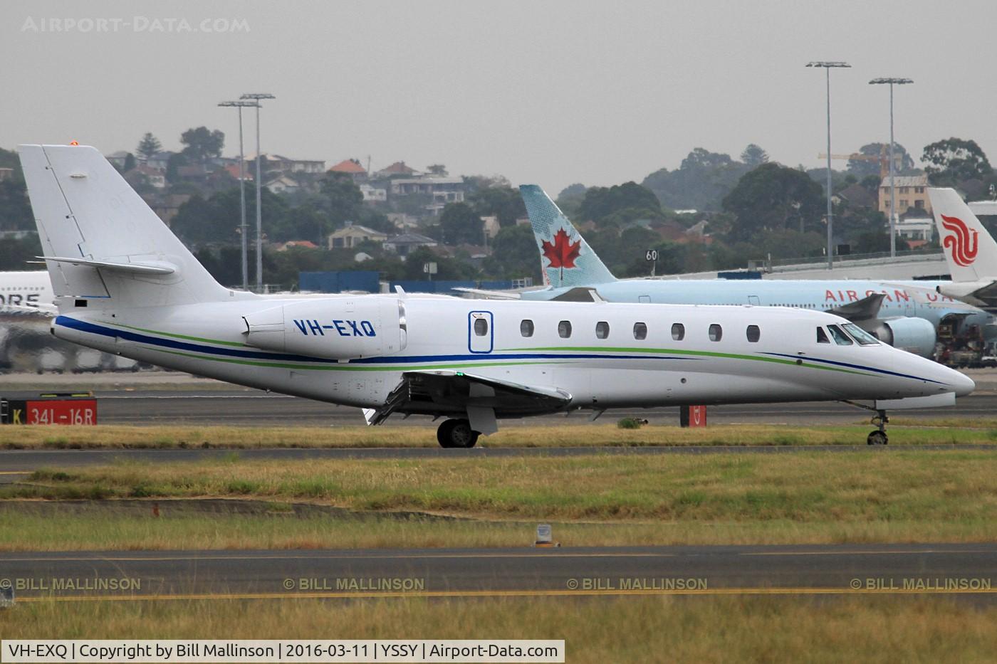 VH-EXQ, 2007 Cessna 680 Citation Sovereign C/N 680-0129, taxiing from 34R
