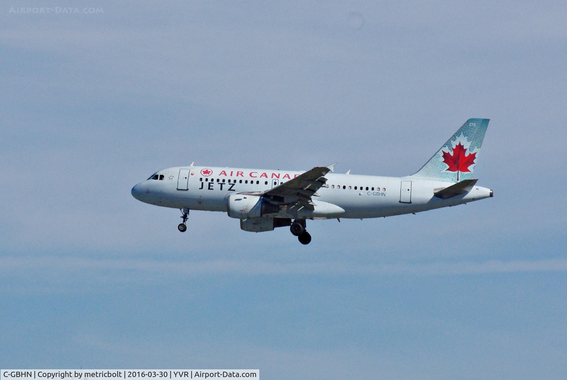 C-GBHN, 1997 Airbus A319-114 C/N 773, Arrival at YVR