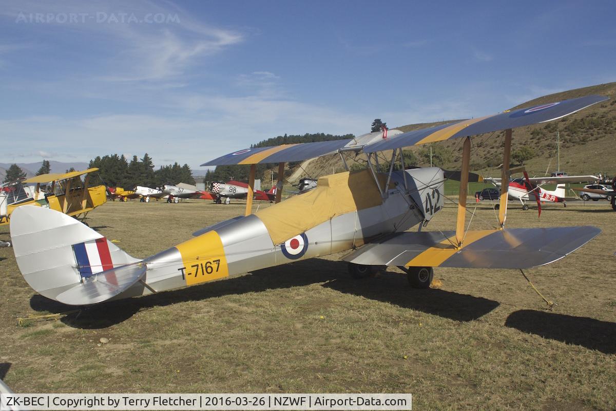 ZK-BEC, De Havilland DH-82A Tiger Moth II C/N 83626, At 2016 Warbirds Over Wanaka Airshow , Otago , New Zealand