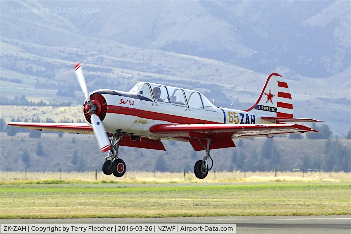 ZK-ZAH, Yakovlev Yak-52 C/N 888708, At 2016 Warbirds Over Wanaka Airshow , Otago , New Zealand
