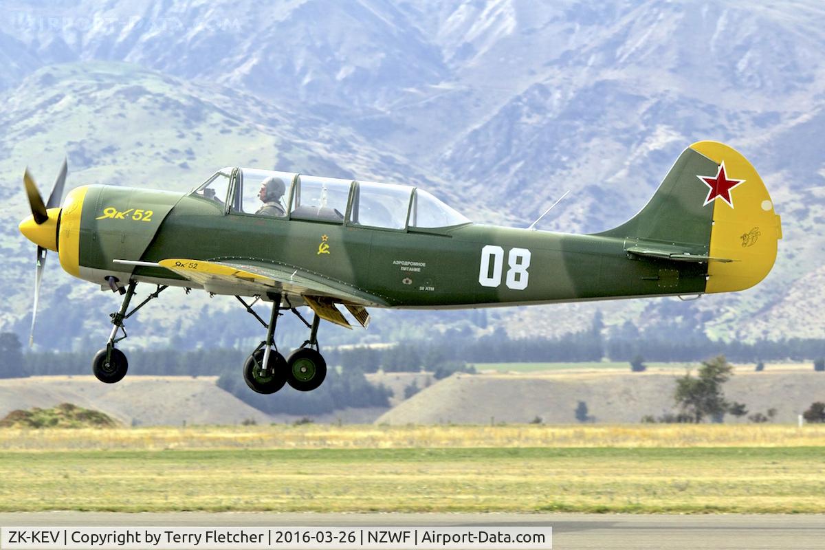 ZK-KEV, 1995 Yakovlev (Aerostar) Yak-52 C/N 9511904, At 2016 Warbirds Over Wanaka Airshow , Otago , New Zealand