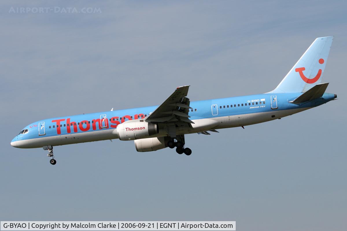 G-BYAO, 1994 Boeing 757-204 C/N 27235, Boeing 757-204 on finals to 25 at Newcastle Airport, September 2006.