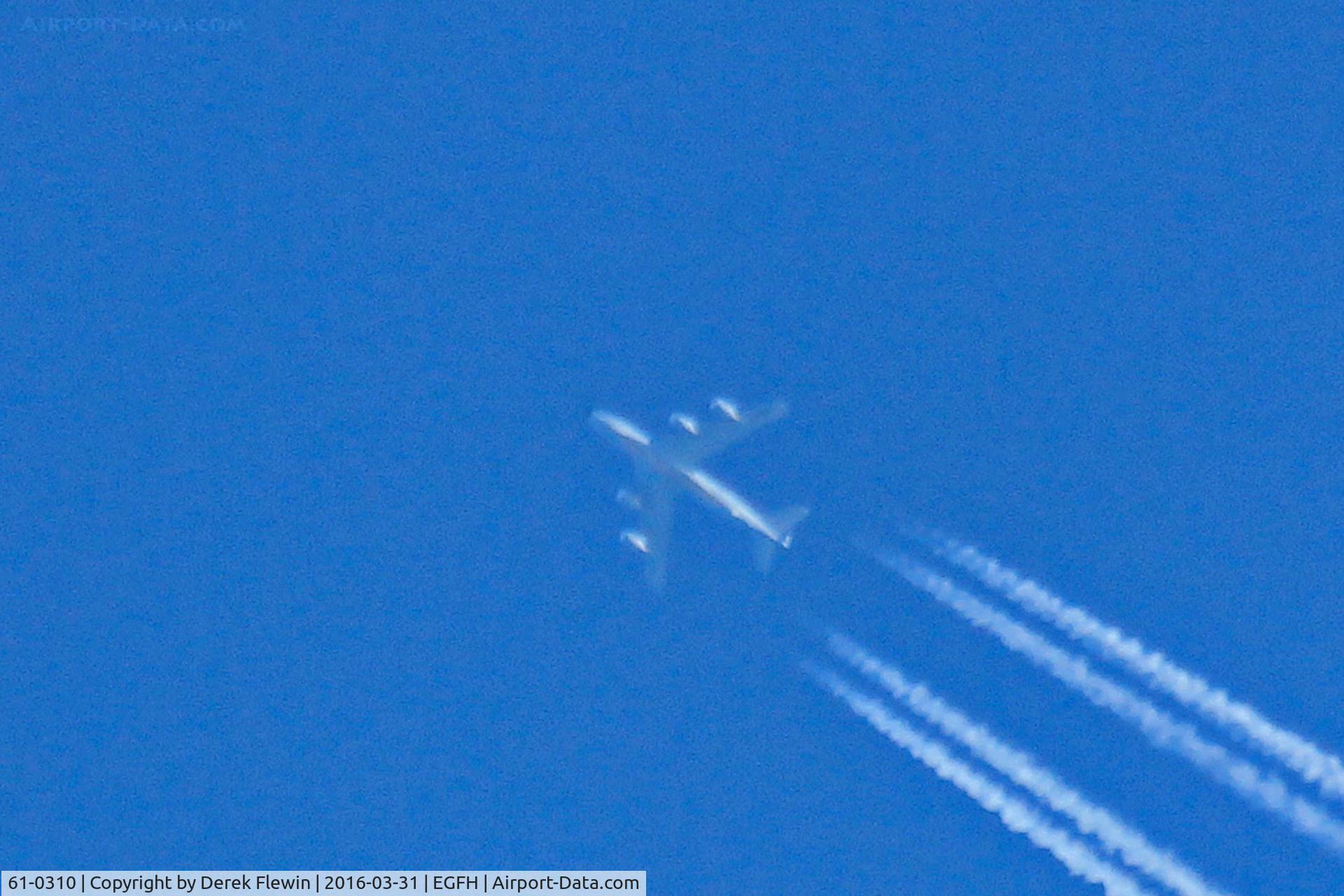 61-0310, 1961 Boeing KC-135R Stratotanker C/N 18217, KC-135R, (Yankee Spirit) USAF, 133rdARS/NH ANG 157thARW Portsmouth NH based, callsign Reach257, 39000' AGL, 497 Kts, away, OTT. Image quality isn't good but it is 6.4NM high.