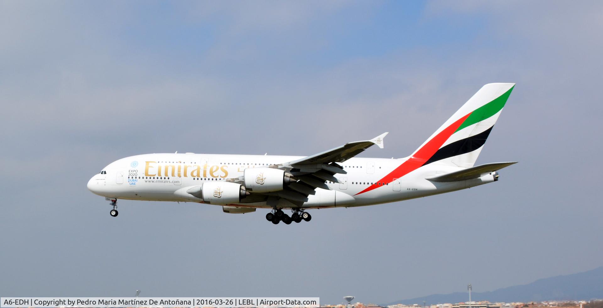 A6-EDH, 2009 Airbus A380-861 C/N 025, El Prat -  Barcelona  -  España
