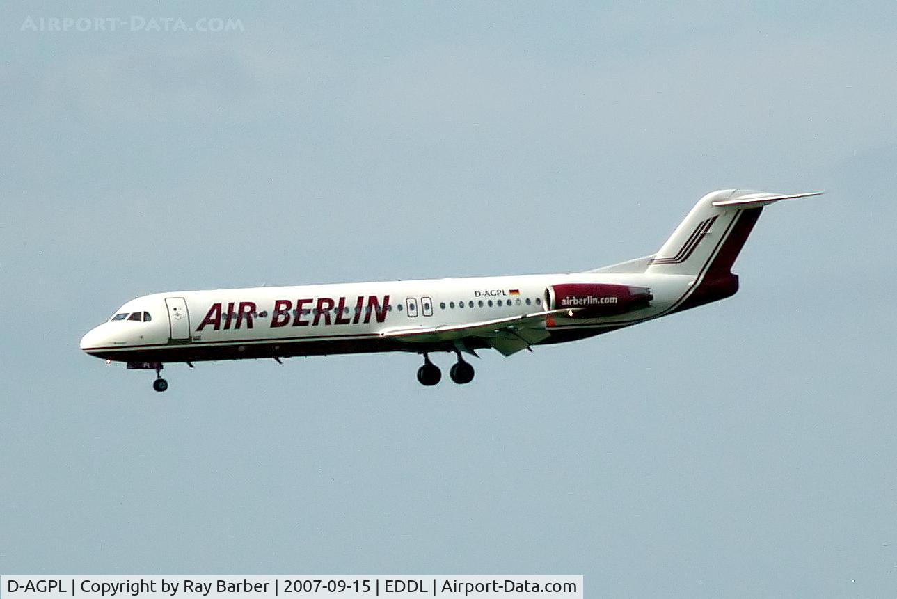 D-AGPL, 1990 Fokker 100 (F-28-0100) C/N 11314, Fokker F-100 [11314] (Air Berlin) Dusseldorf~D 15/09/2007