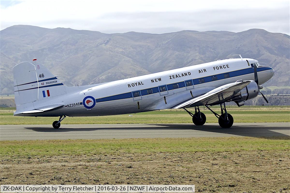 ZK-DAK, 1944 Douglas DC3C-S1C3G (C-47B) C/N 15035, At Wanaka