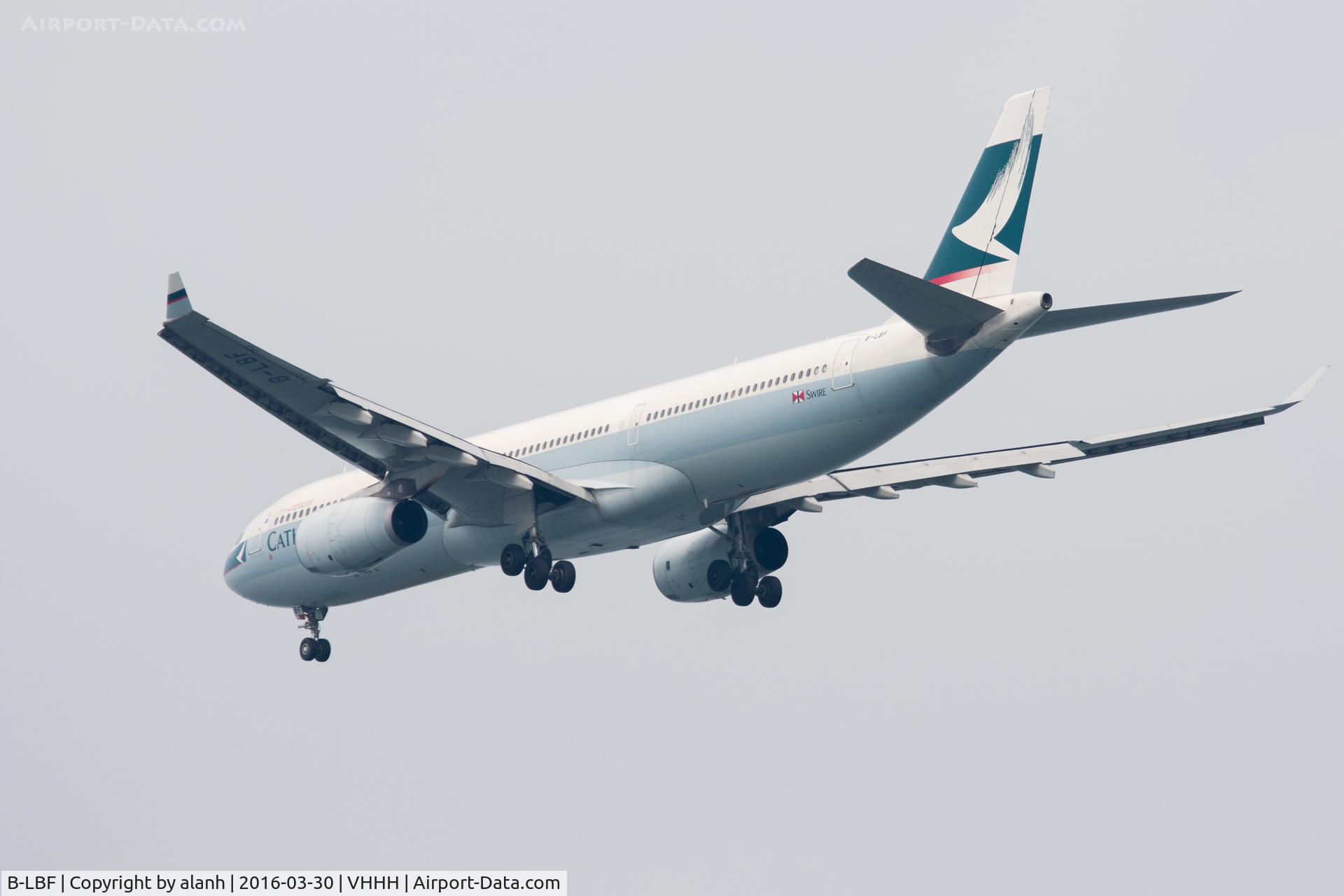 B-LBF, 2014 Airbus A330-343 C/N 1545, On finals for Hong Kong, inbound from Bangkok