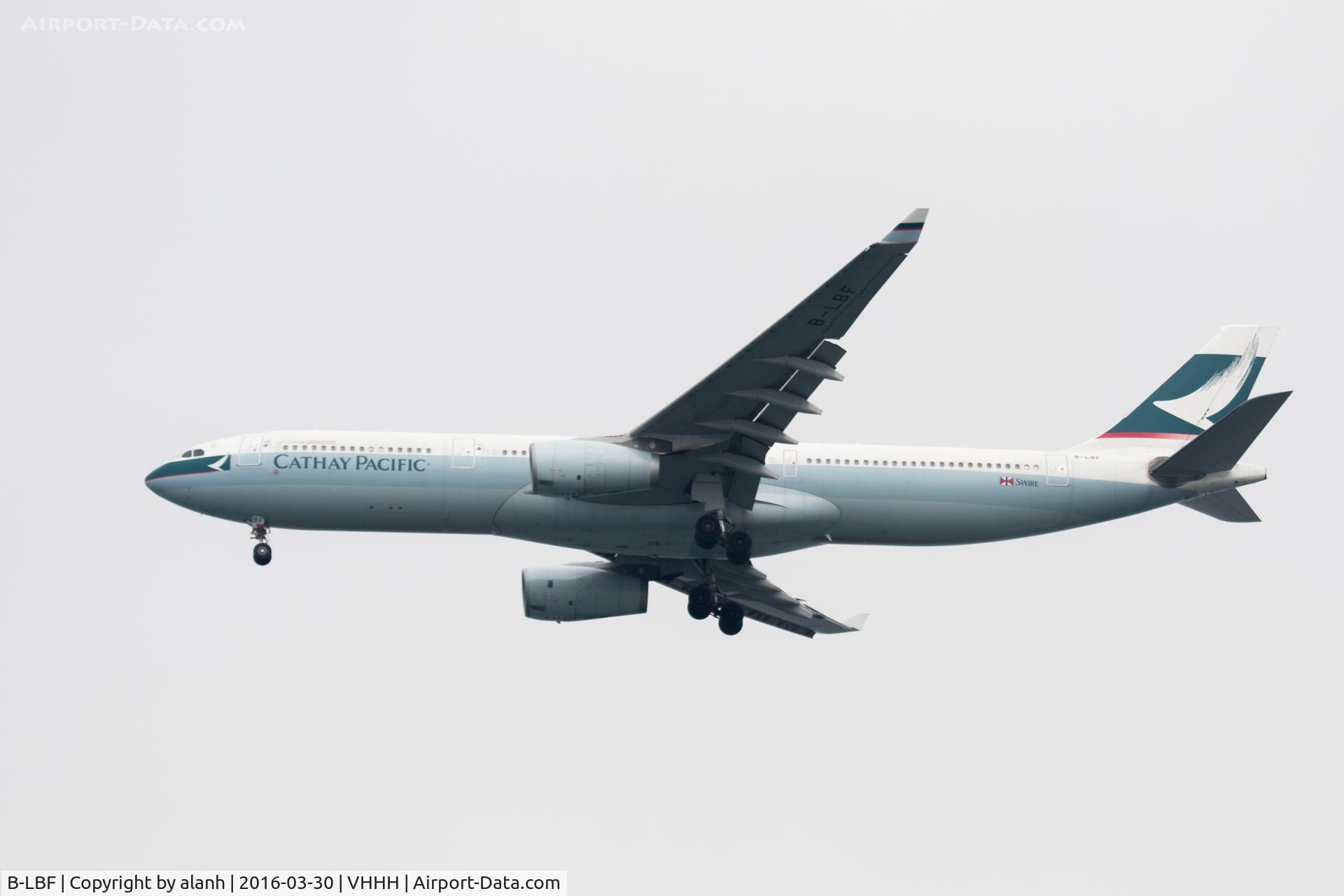 B-LBF, 2014 Airbus A330-343 C/N 1545, On finals for Hong Kong, inbound from Bangkok