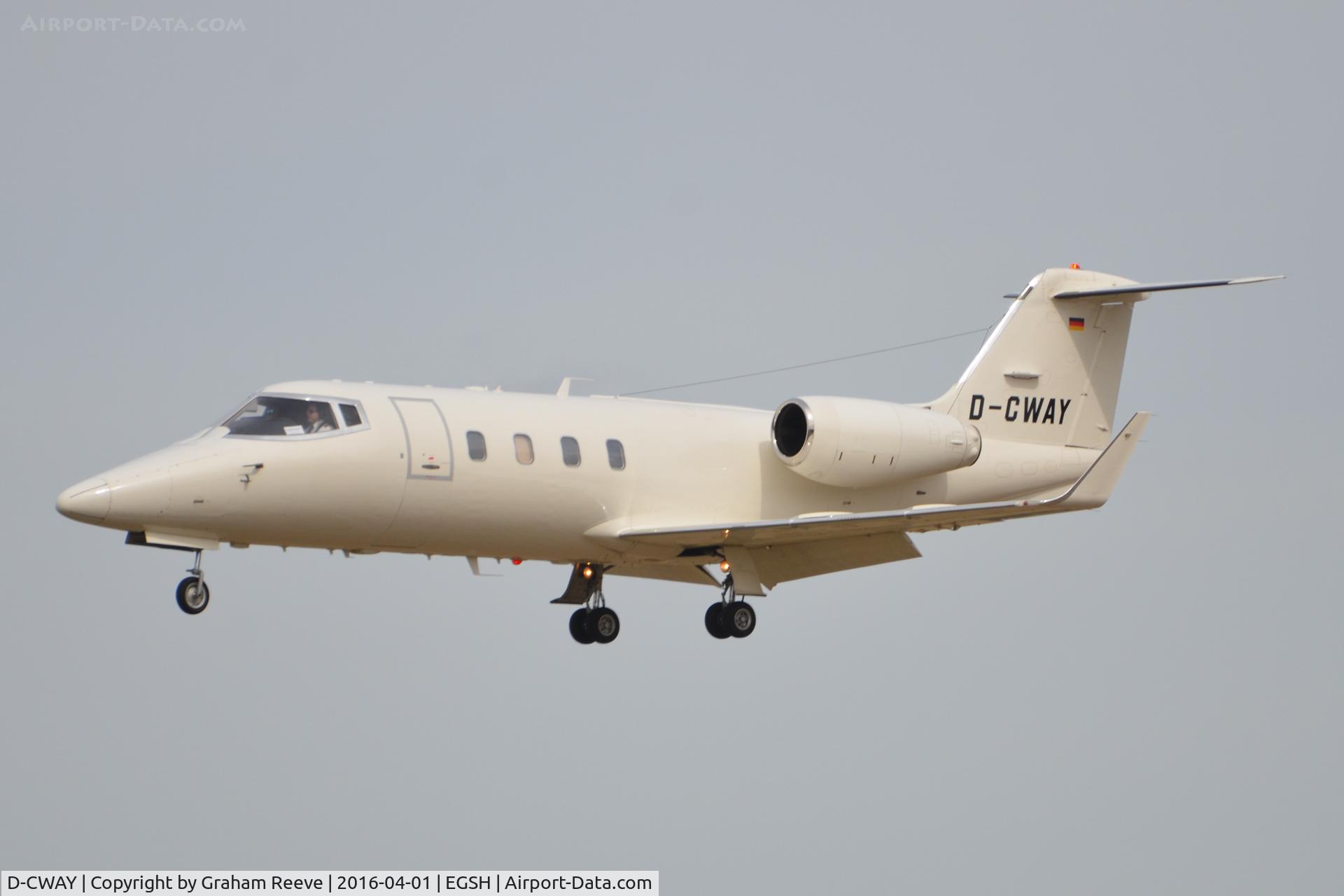 D-CWAY, 1984 Learjet 55ER C/N 55-107, Landing at Norwich.