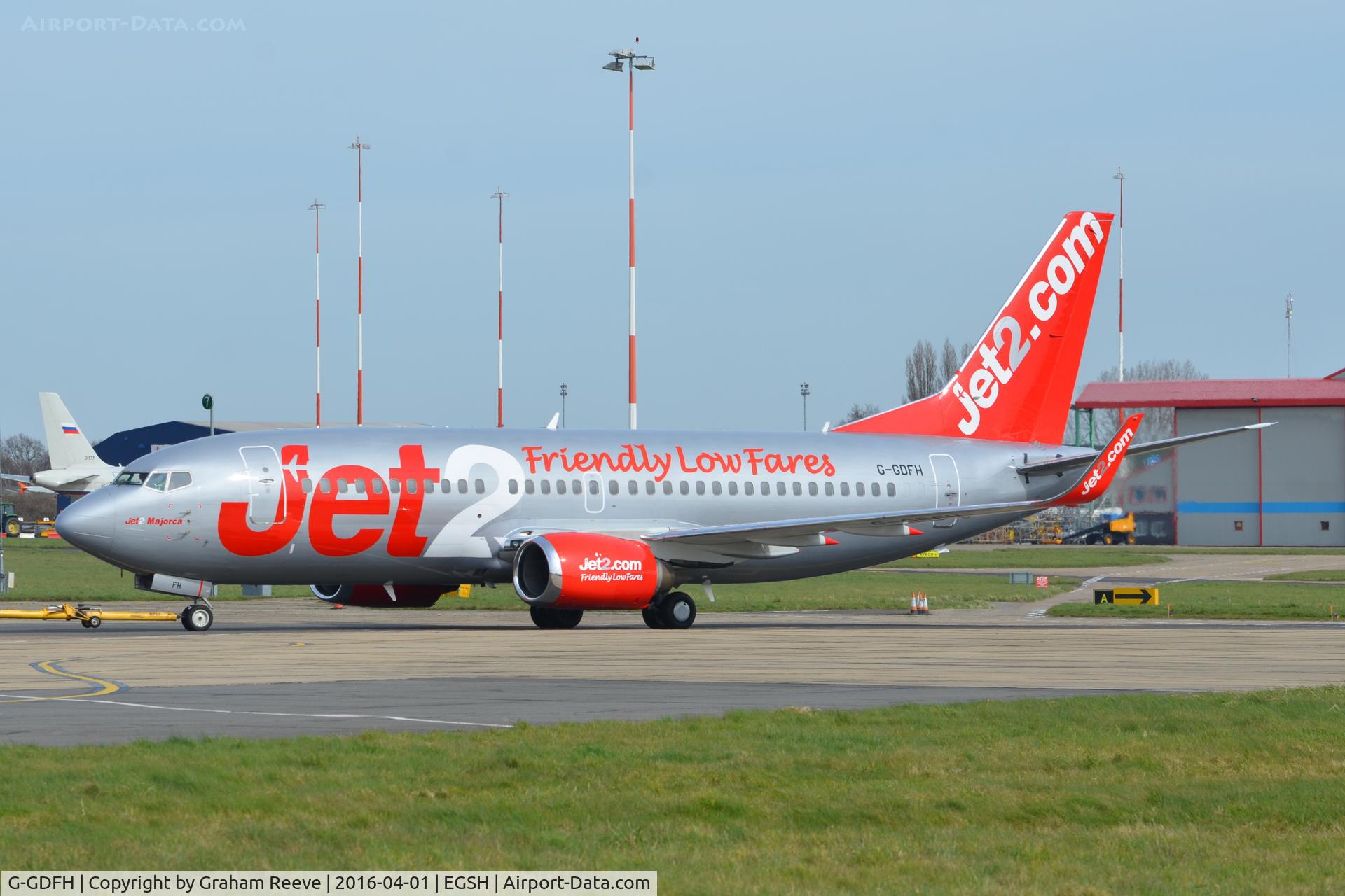G-GDFH, 1993 Boeing 737-3Y5 C/N 25615, Under tow at Norwich.