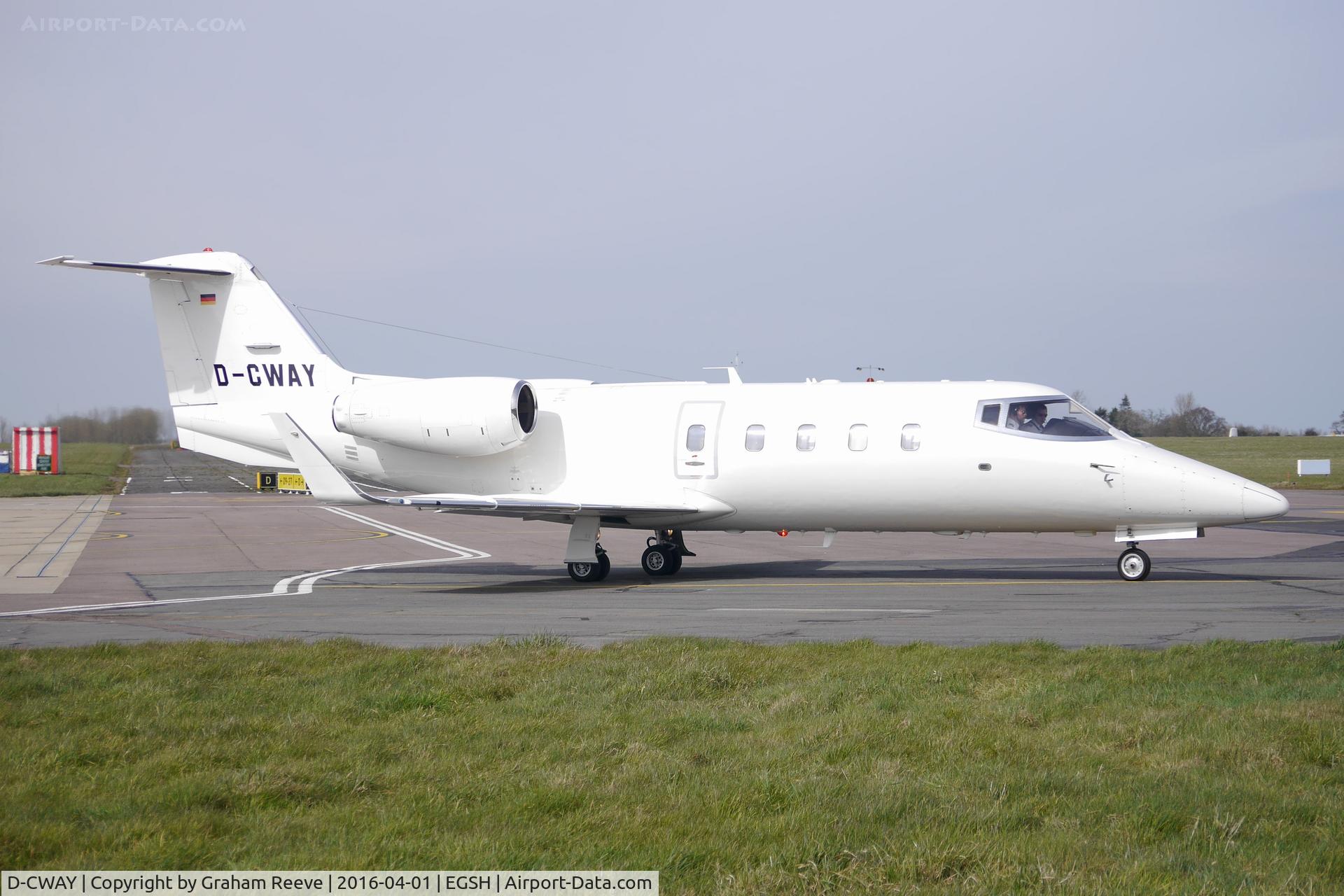 D-CWAY, 1984 Learjet 55ER C/N 55-107, About to depart from Norwich.