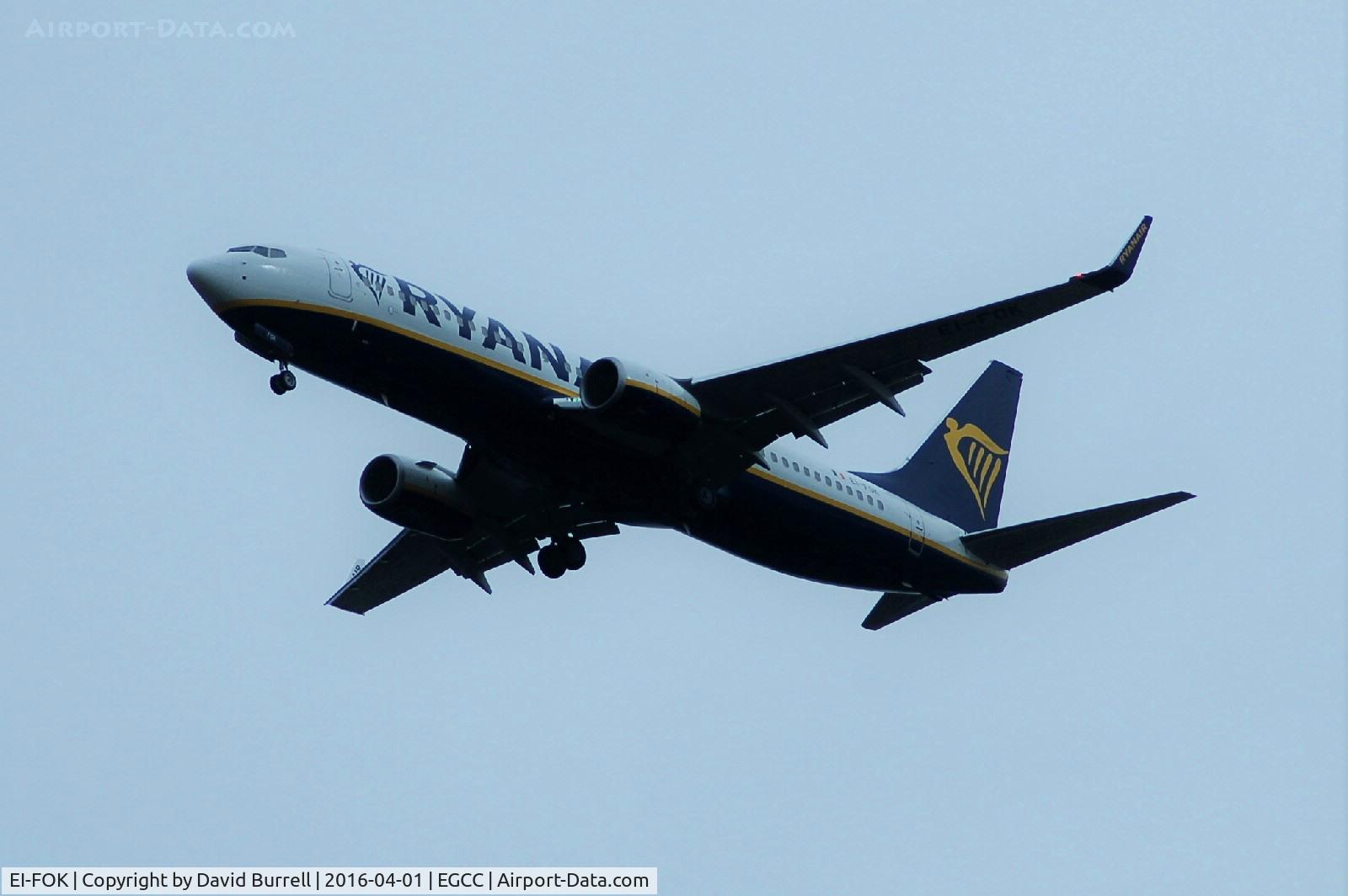 EI-FOK, 2016 Boeing 737-8AS C/N 44719, Ryanair Boeing 737-8AS on approach to Manchester Airport
