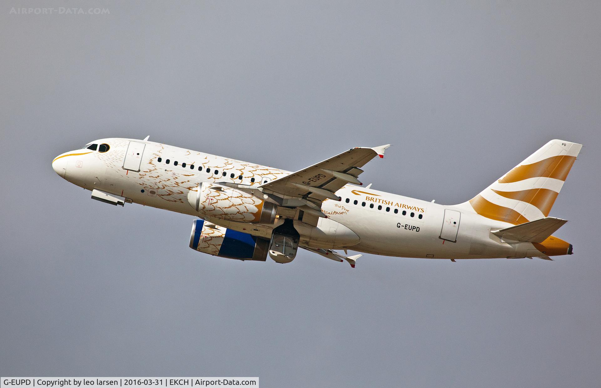 G-EUPD, 1999 Airbus A319-131 C/N 1142, Copenhagen 31.3.16 with abnormal rh.cowling