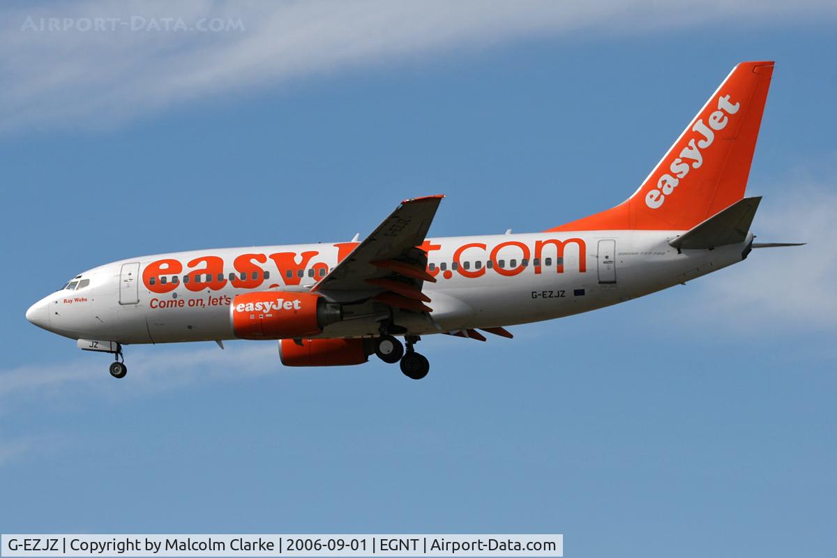 G-EZJZ, 2003 Boeing 737-73V C/N 32421, Boeing 737-73V on approach to Newcastle Airport, September 2006.