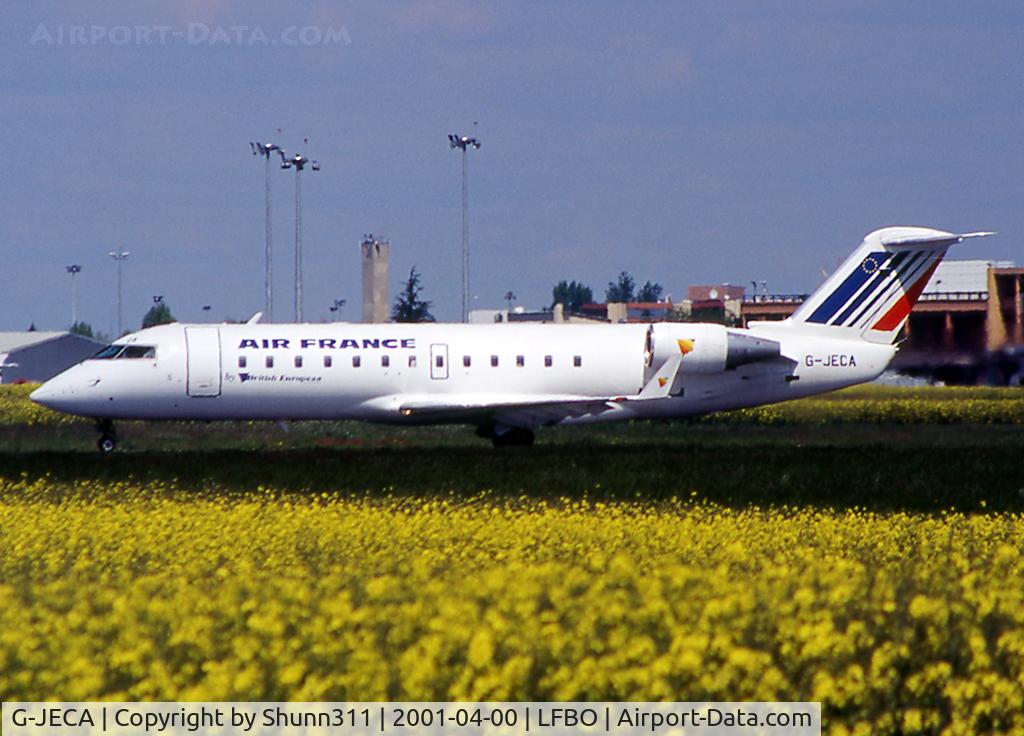 G-JECA, 1999 Canadair CRJ-200ER (CL-600-2B19) C/N 7345, Lining up rwy 33R for departure... Air France c/s by British European titles