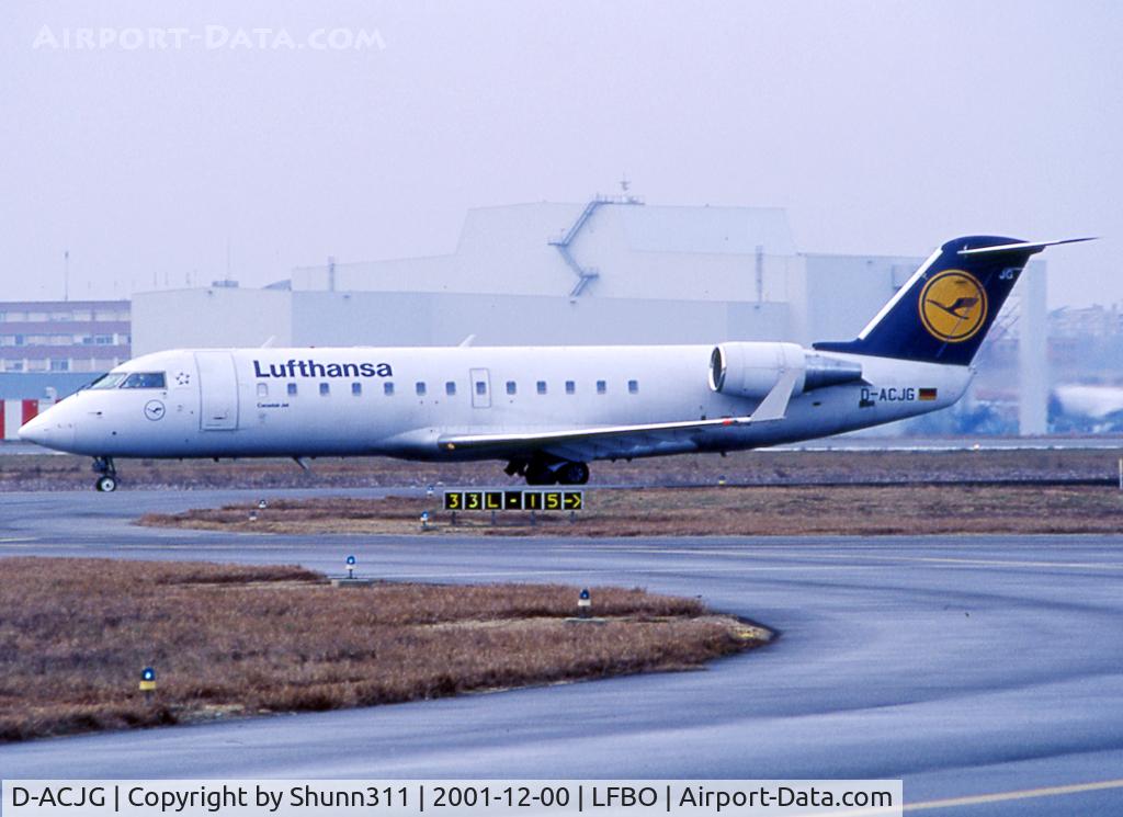 D-ACJG, 1996 Canadair CRJ-100LR (CL-600-2B19) C/N 7220, Taxiing holding point rwy 33R for departure...