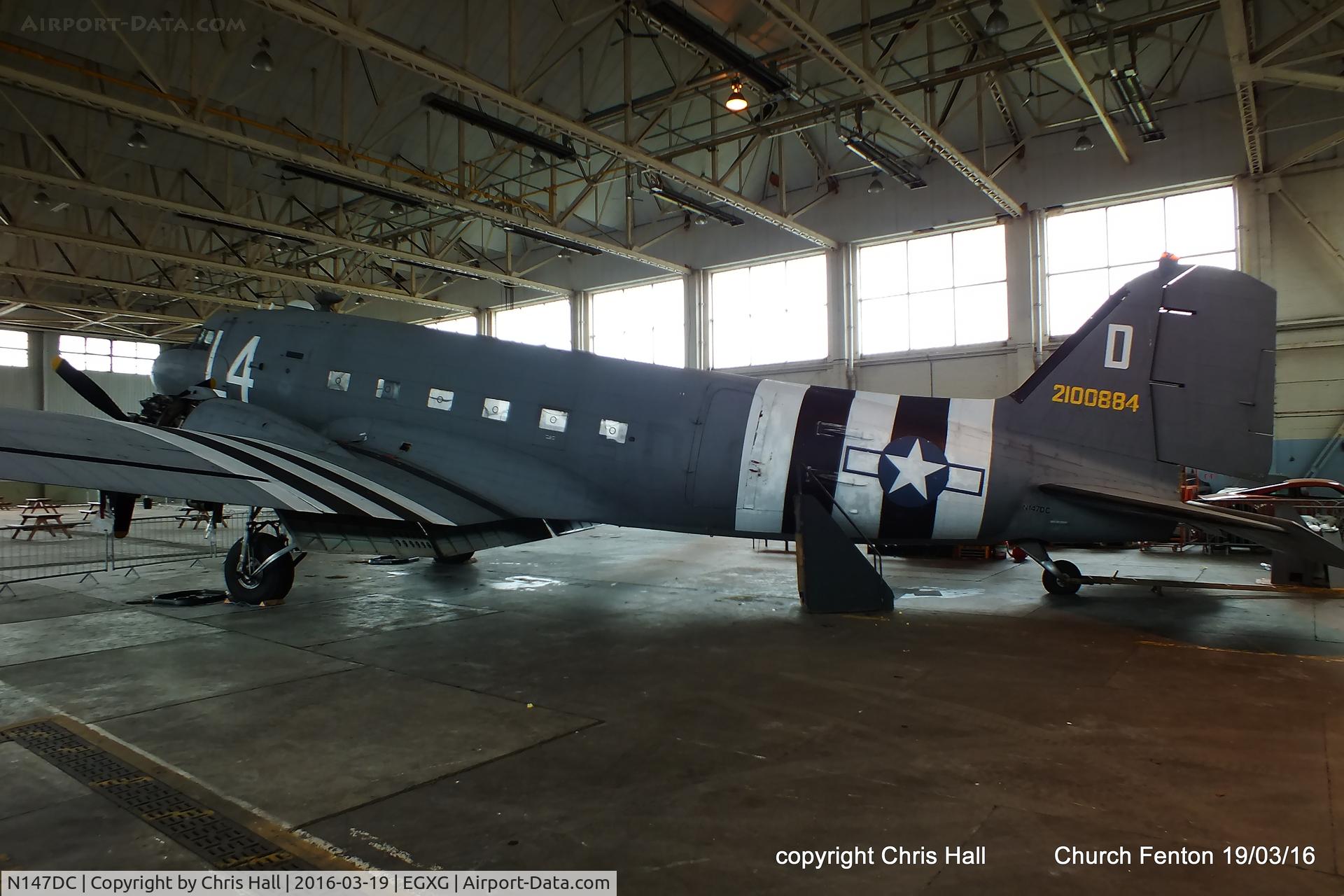 N147DC, 1943 Douglas C-47A-75-DL Skytrain C/N 19347, hangared at Church Fenton