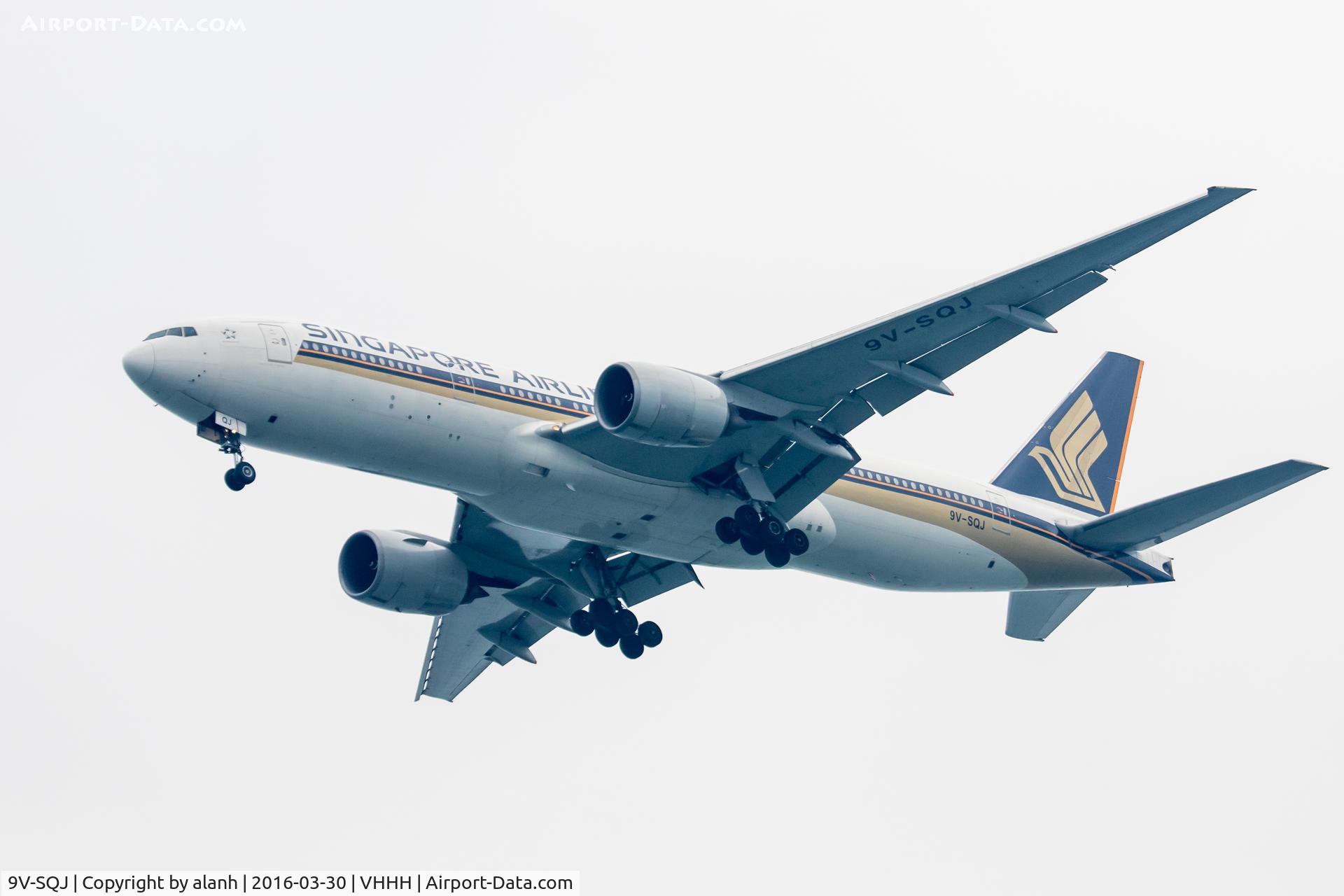 9V-SQJ, 2002 Boeing 777-212/ER C/N 30875, On finals for Hong Kong, inbound from Singapore Changi