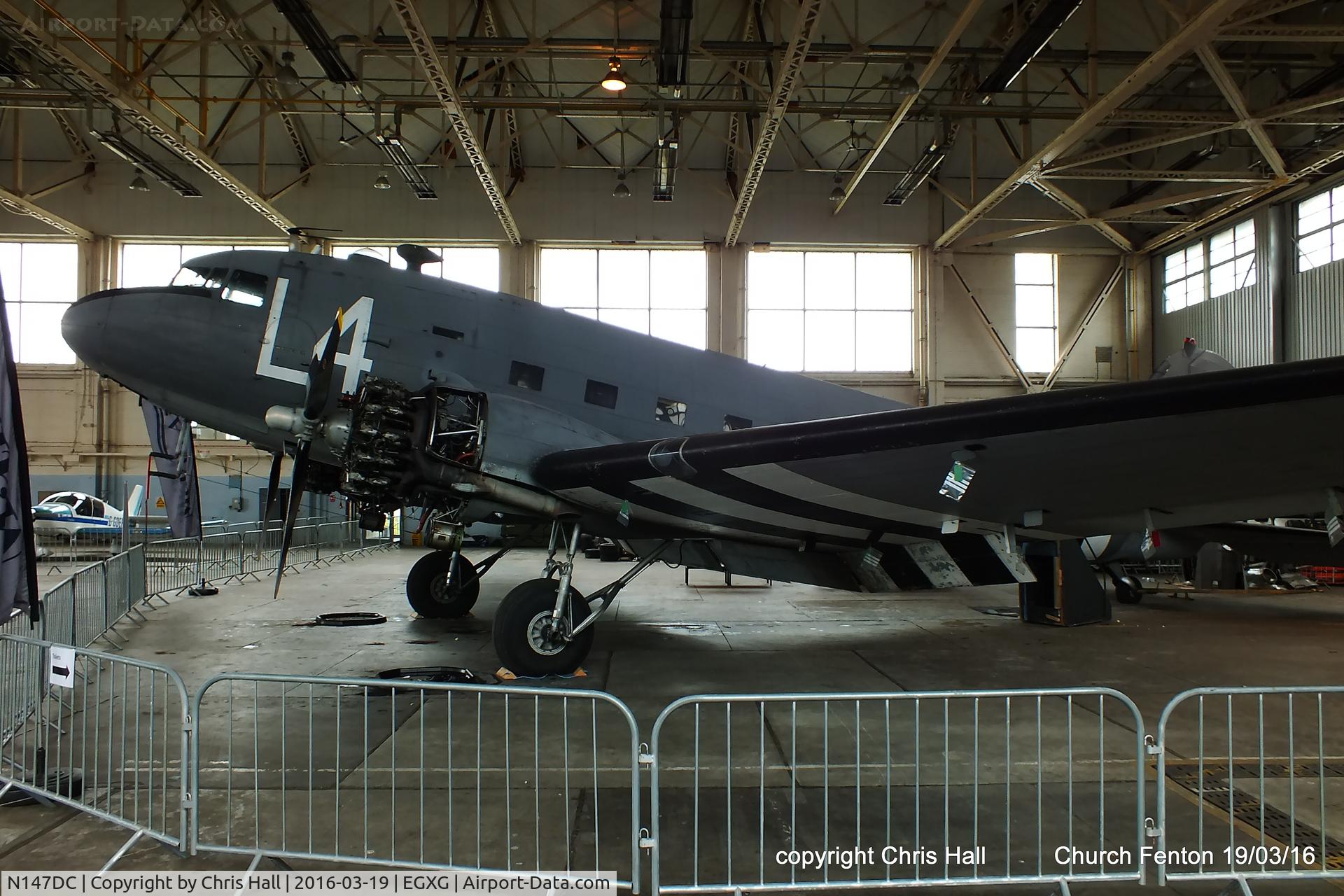 N147DC, 1943 Douglas C-47A-75-DL Skytrain C/N 19347, hangared at Church Fenton