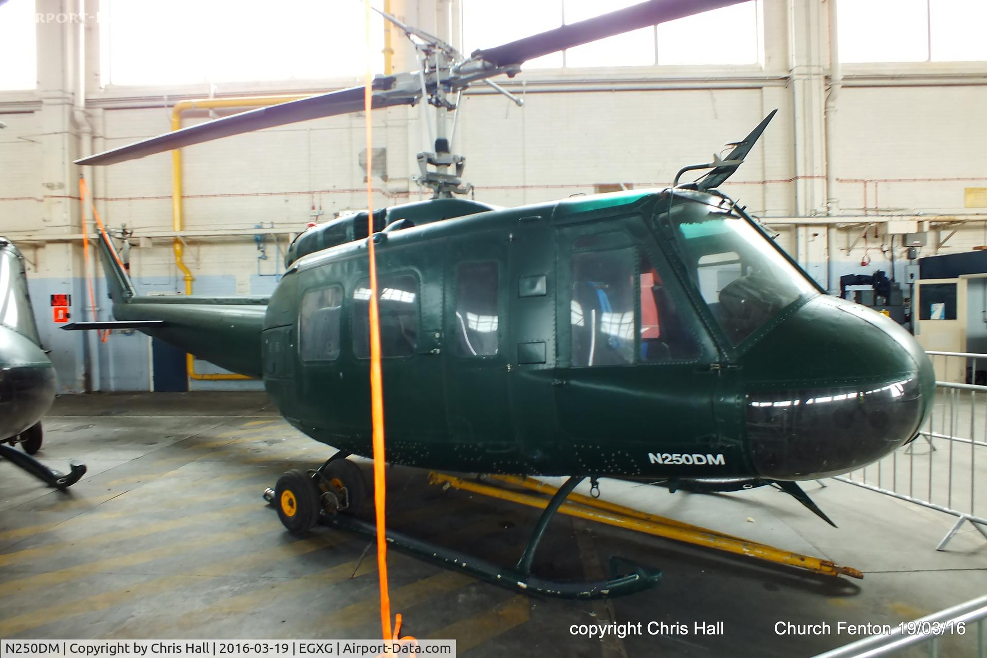 N250DM, 1966 Bell UH-1D Iroquois C/N 5808, hangared at Church Fenton