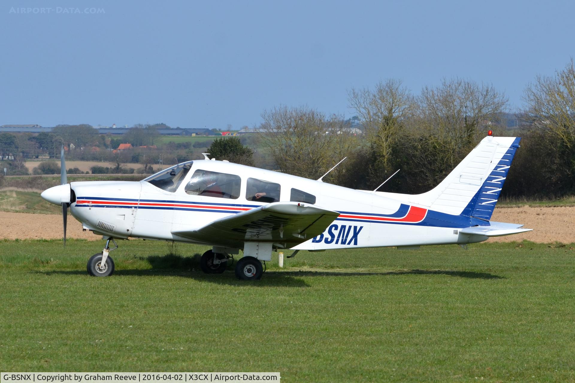 G-BSNX, 1979 Piper PA-28-181 Cherokee Archer II C/N 28-7990311, Just landed at Northrepps.