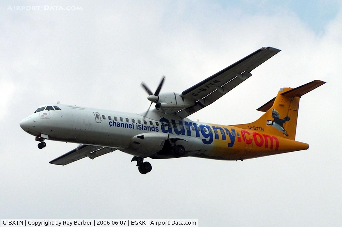 G-BXTN, 1996 ATR 72-202 C/N 483, Aerospatiale ATR-72-202 [483] (Aurigny Air Services) Gatwick~G 07/06/2006