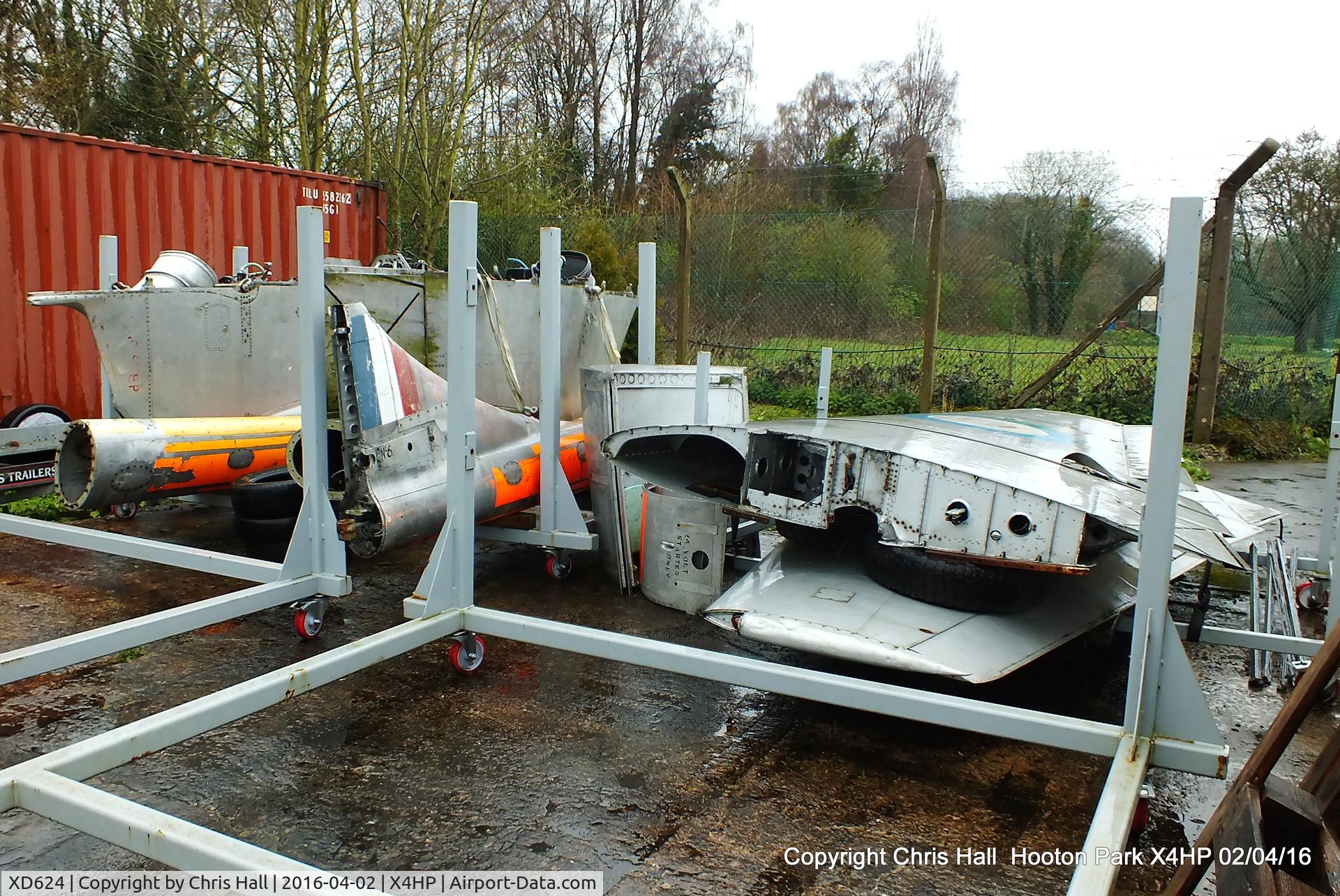 XD624, De Havilland DH-115 Vampire T.11 C/N 15449, awaiting restoration & preservation at Hooton Park