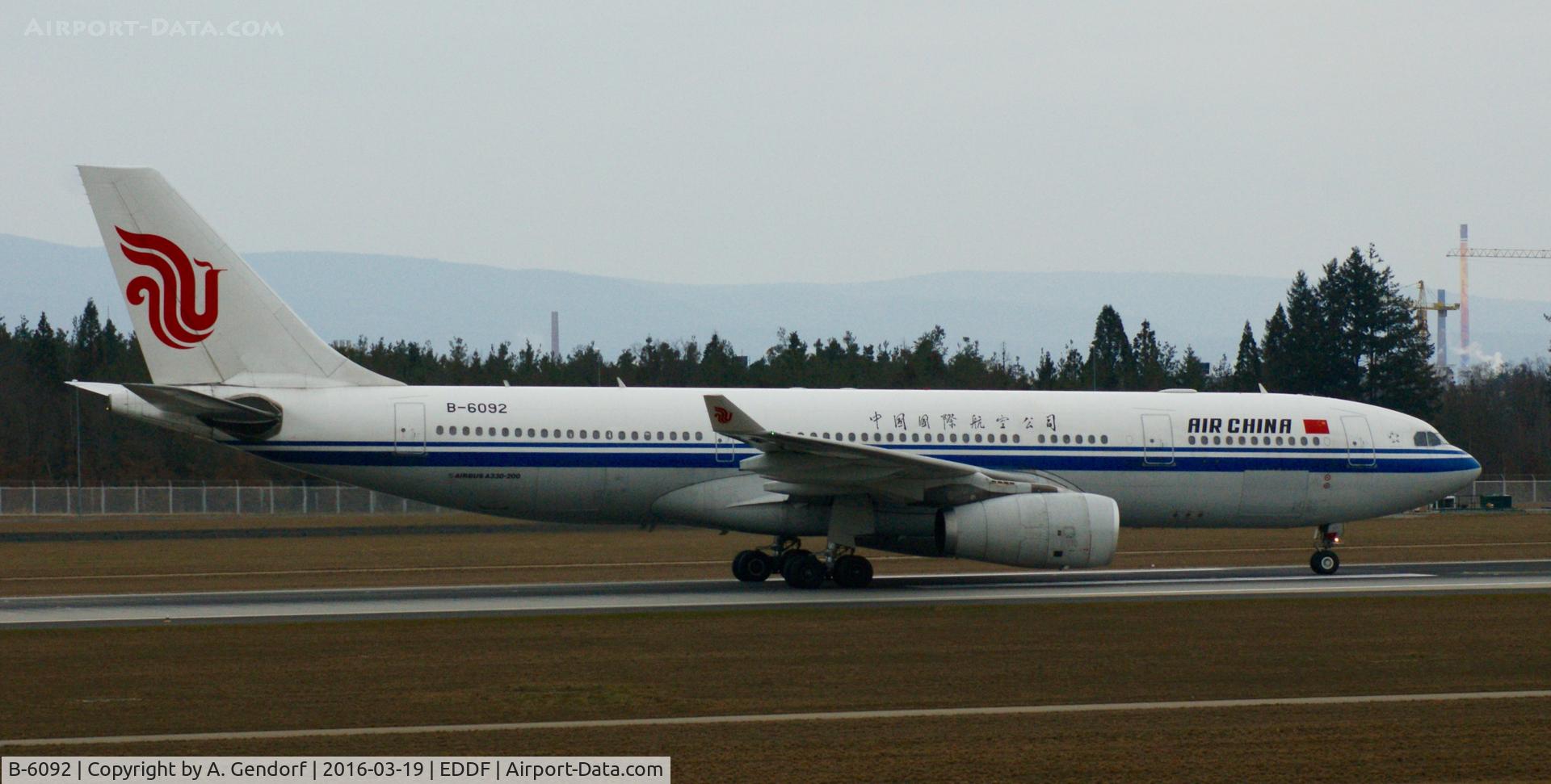 B-6092, 2007 Airbus A330-243 C/N 873, Air China, is here taxiing to the gate at Frankfurt Rhein/Main(EDDF)