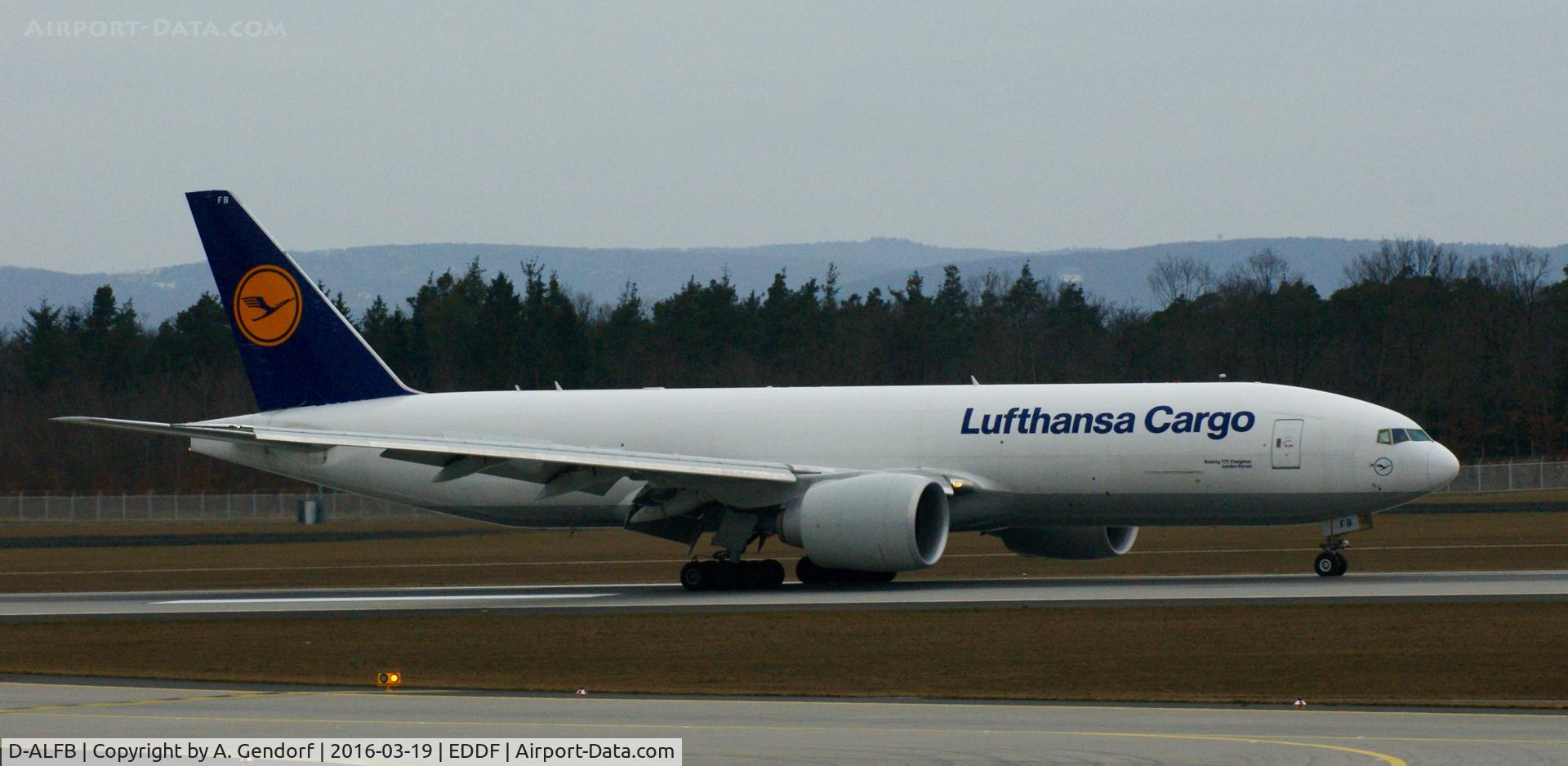 D-ALFB, 2013 Boeing 777-FBT C/N 41675, Lufthansa Cargo, is here shortly after landing at Frankfurt Rhein/Main(EDDF)