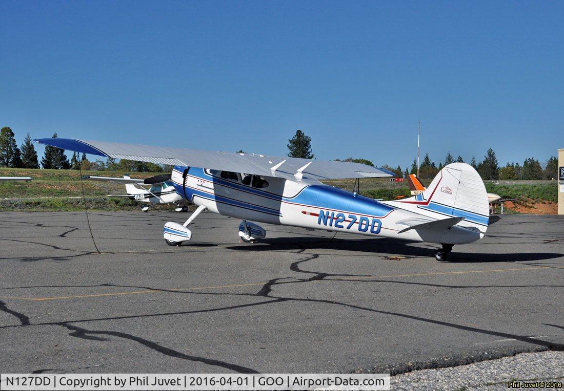 N127DD, 1947 Cessna 195 C/N 7040, Parked at Nevada County Airport. Most likely for maintenace.