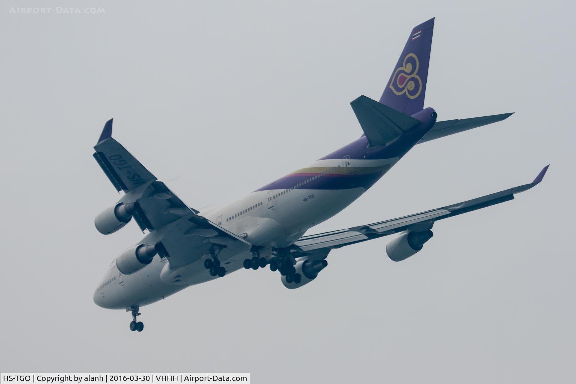 HS-TGO, 1993 Boeing 747-4D7 C/N 26609, On finals for Hong Kong, inbound from Suvarnabhumi Bangkok Int'l