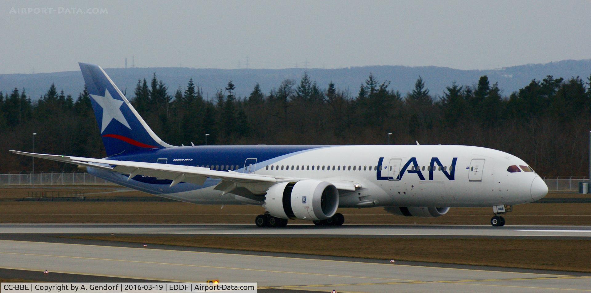 CC-BBE, 2013 Boeing 787-8 Dreamliner C/N 38473, LAN Airlines, seen here shortly after landing at Frankfurt Rhein/Main(EDDF)