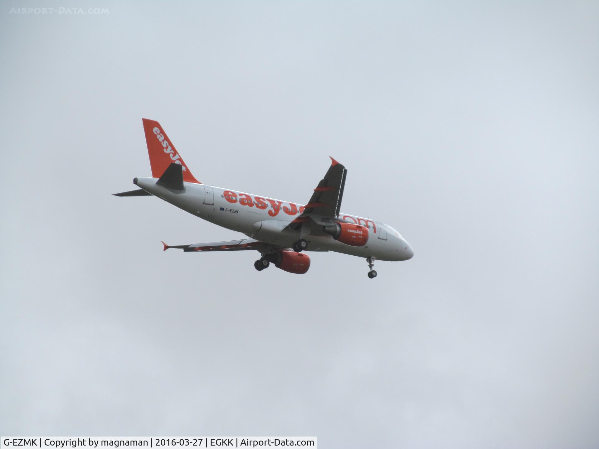 G-EZMK, 2004 Airbus A319-111 C/N 2370, landing at LGW