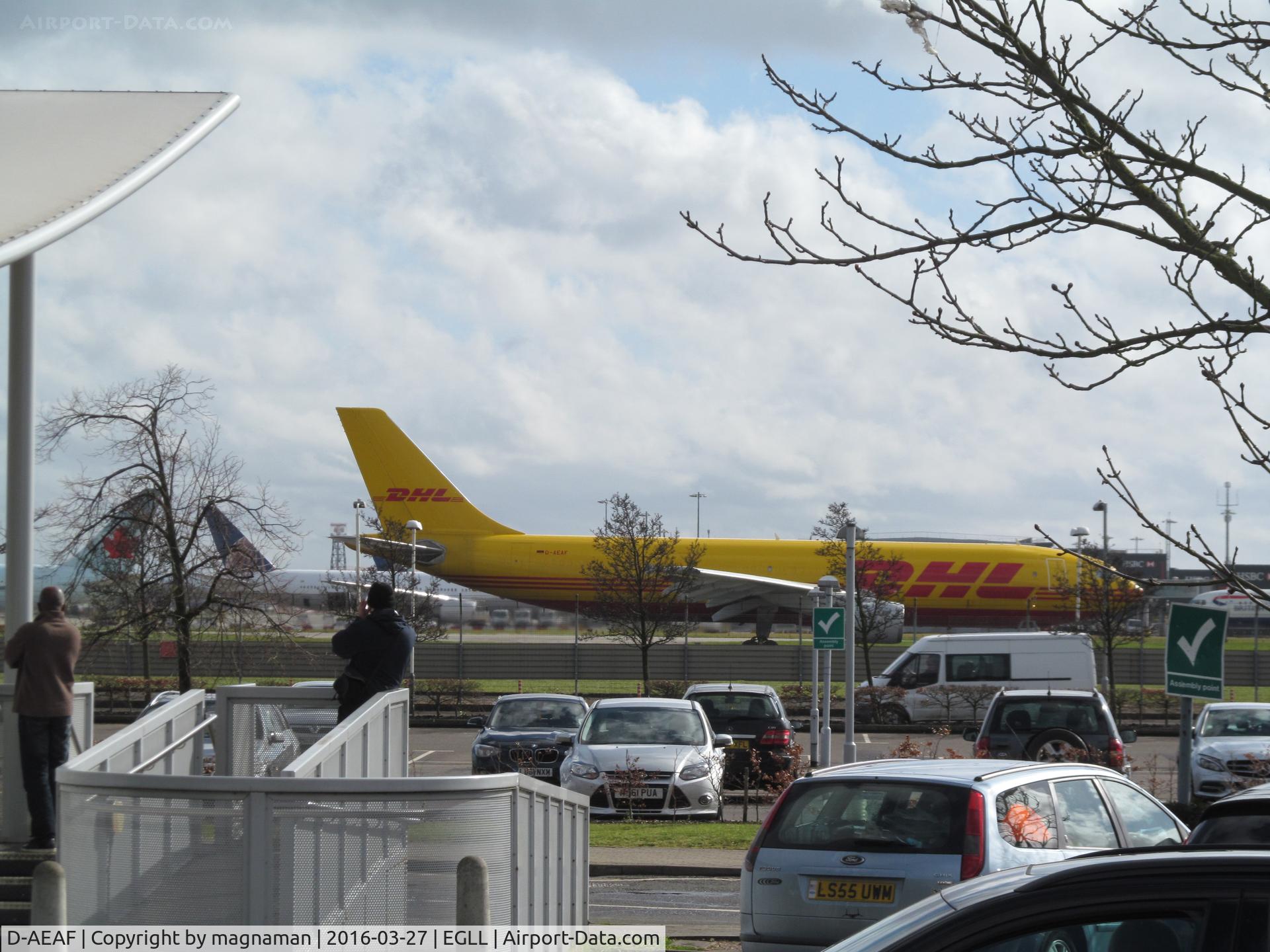 D-AEAF, 2002 Airbus A300B4-622R(F) C/N 836, taking off - behind trees!