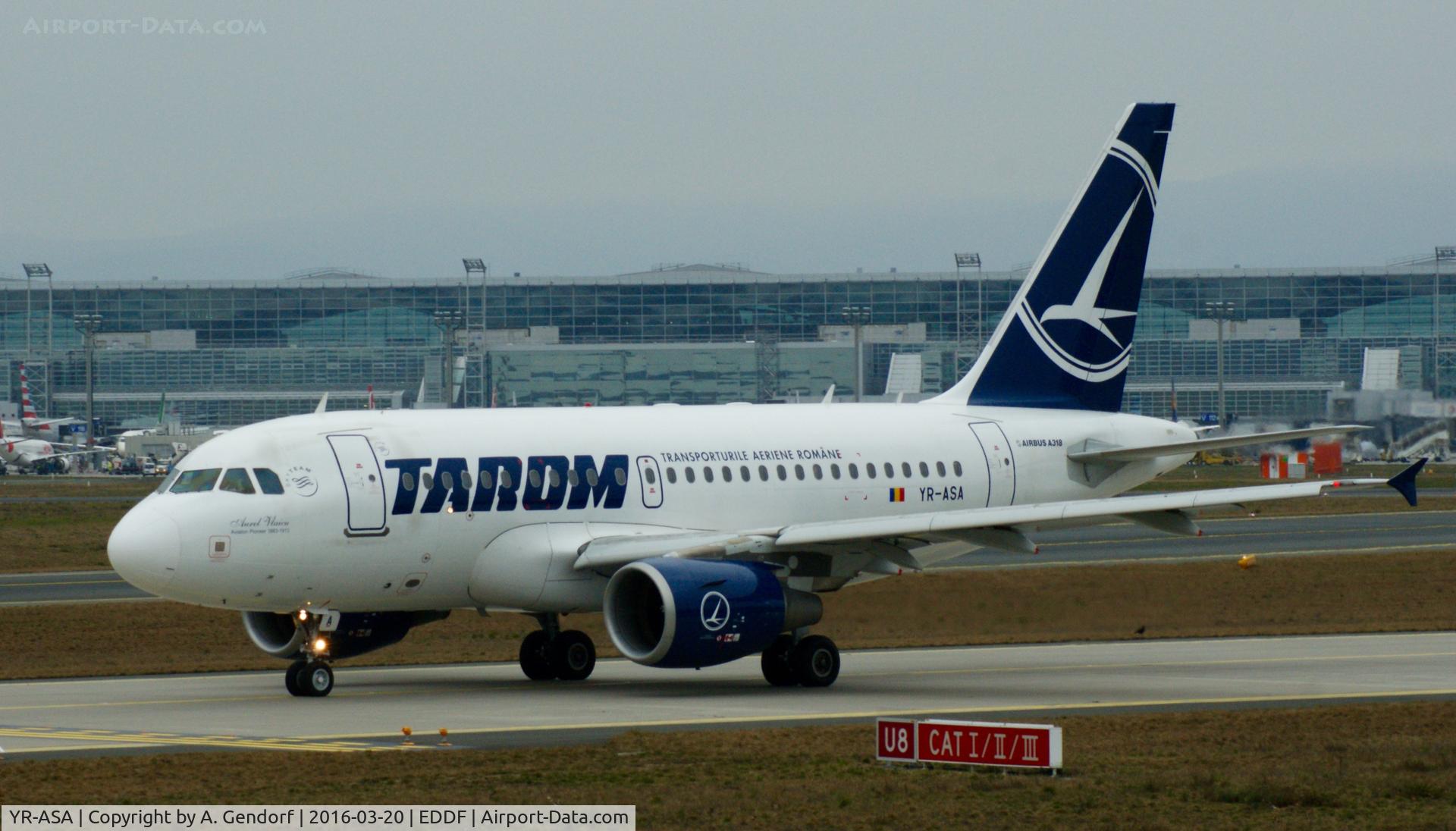 YR-ASA, 2006 Airbus A318-111 C/N 2931, Tarom, is here taxiing at Frankfurt Rhein/Main(EDDF)