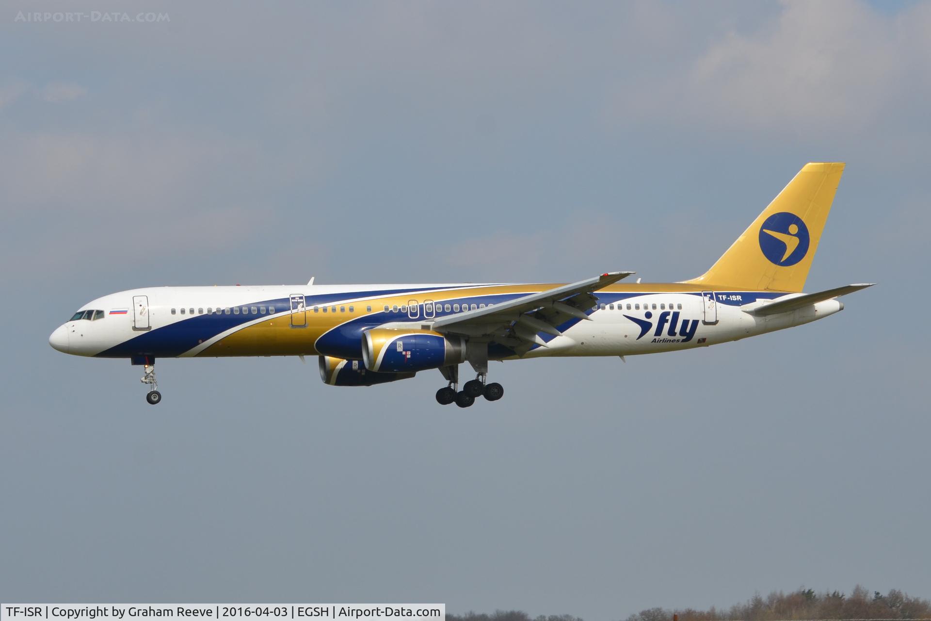 TF-ISR, 1999 Boeing 757-256 C/N 26248, Landing at Norwich.