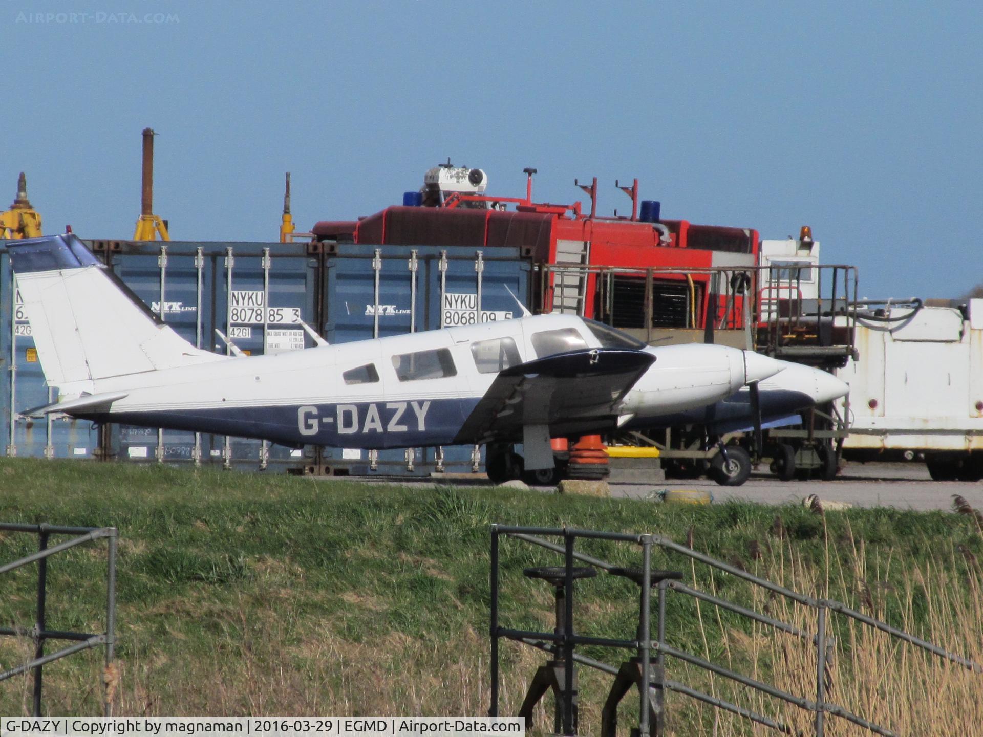 G-DAZY, 1977 Piper PA-34-200T Seneca II C/N 34-7770335, on back apron at lydd