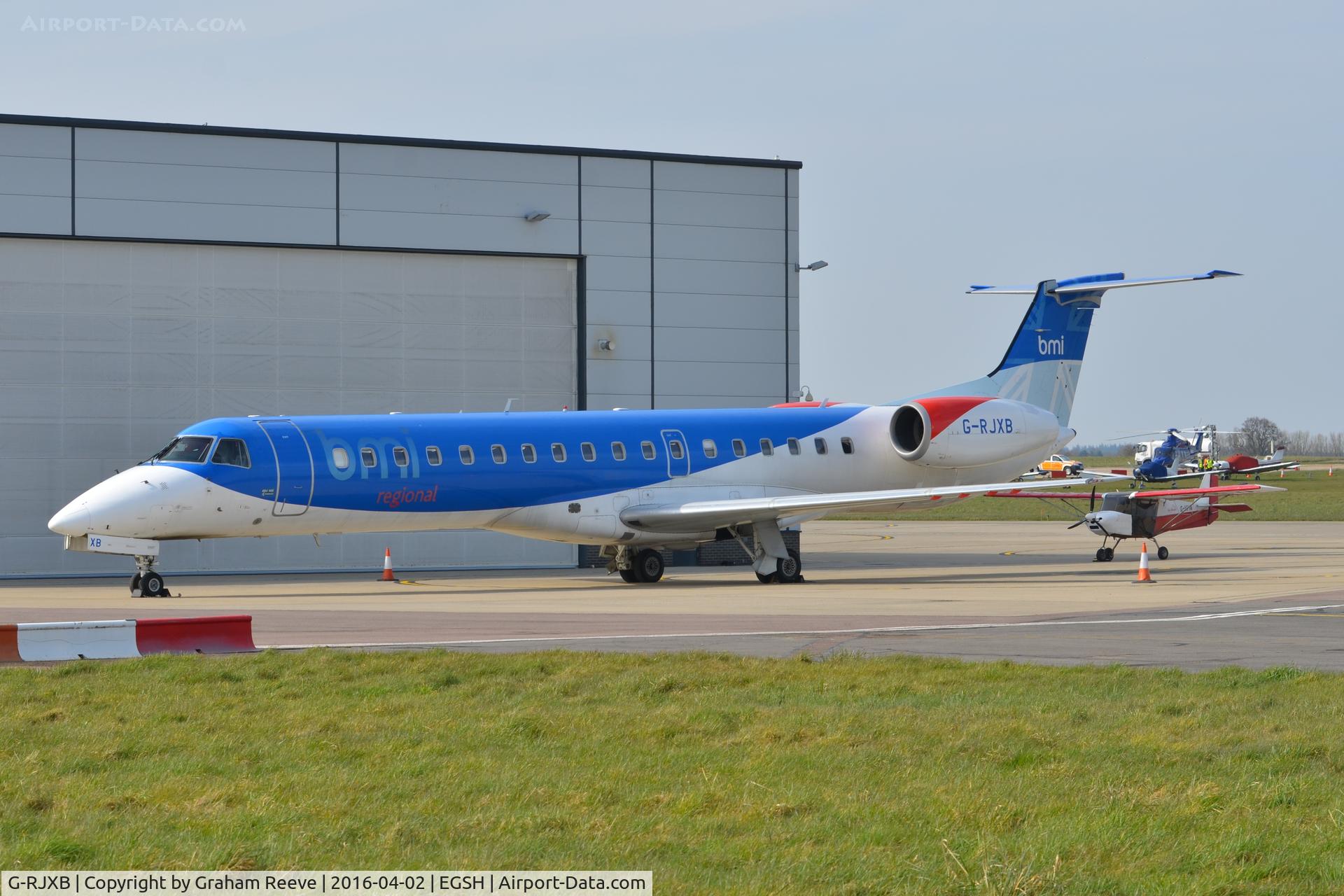 G-RJXB, 1999 Embraer EMB-145EP (ERJ-145EP) C/N 145142, Parked at Norwich.